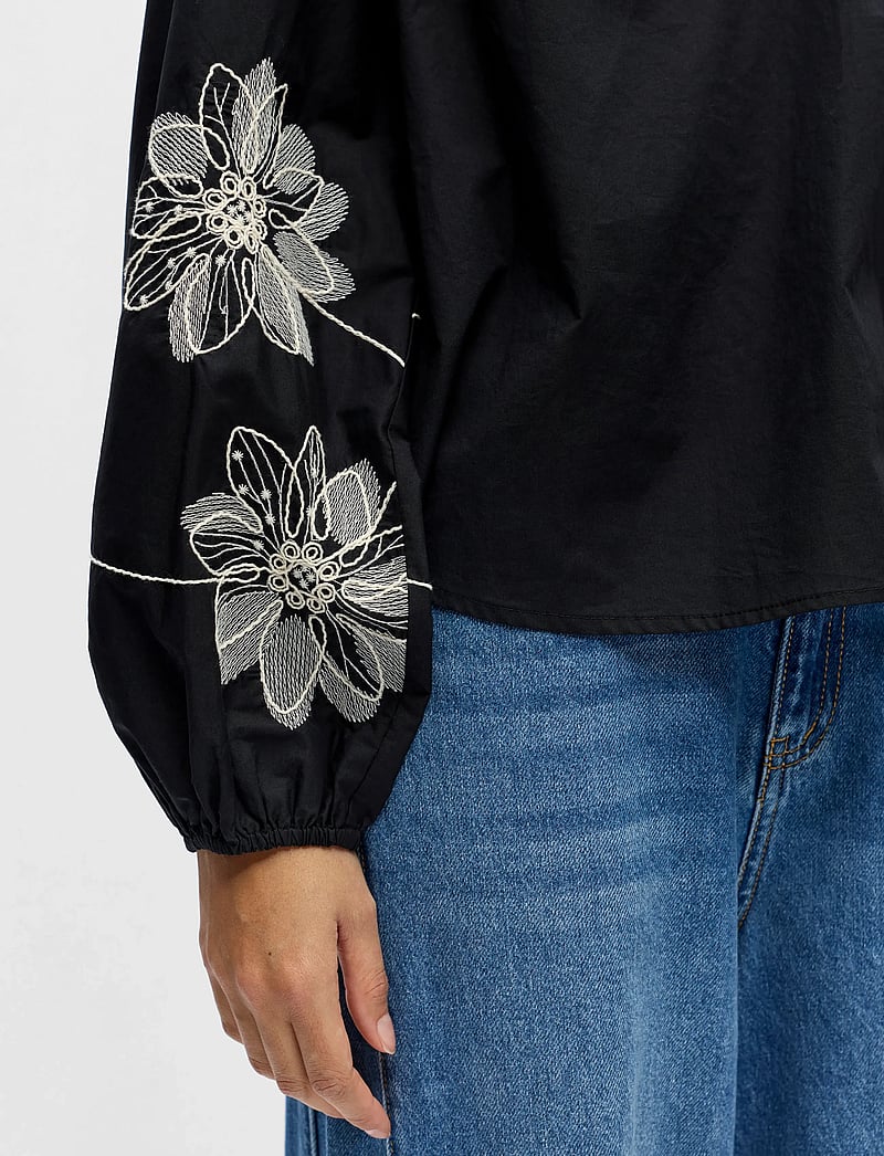 Object - OBJMERLE HOPE L/S RE V-NECK TOP 143 - langærmede bluser - black - 4