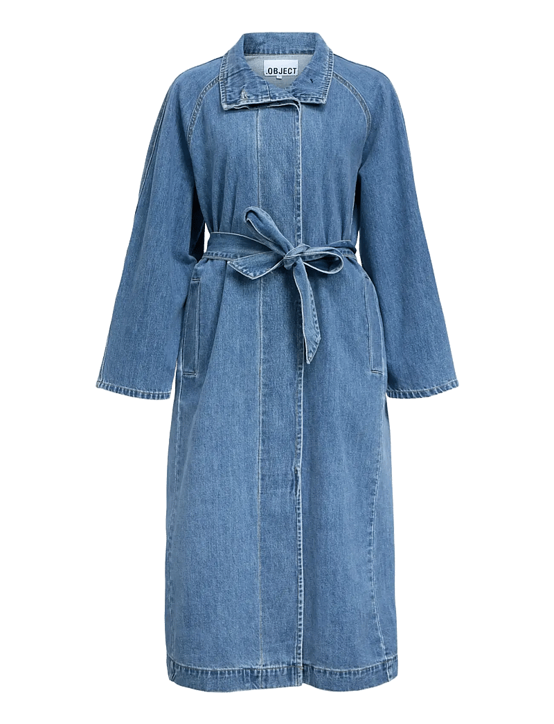 Object - OBJTRINNA L/S DENIM TRENCHCOAT NOOS - trenchcoats - medium blue denim - 1