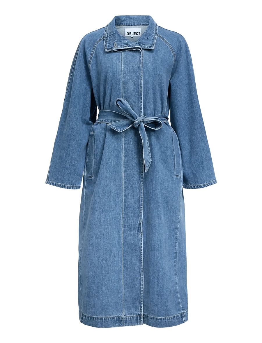Object - OBJTRINNA L/S DENIM TRENCHCOAT NOOS - vihmamantlid - medium blue denim - 1