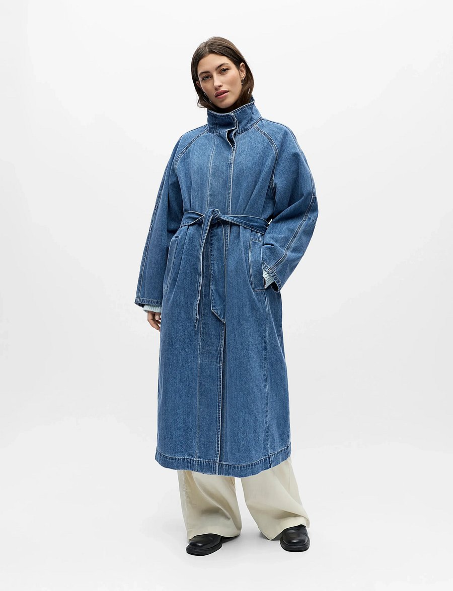 Object - OBJTRINNA L/S DENIM TRENCHCOAT NOOS - vihmamantlid - medium blue denim - 0