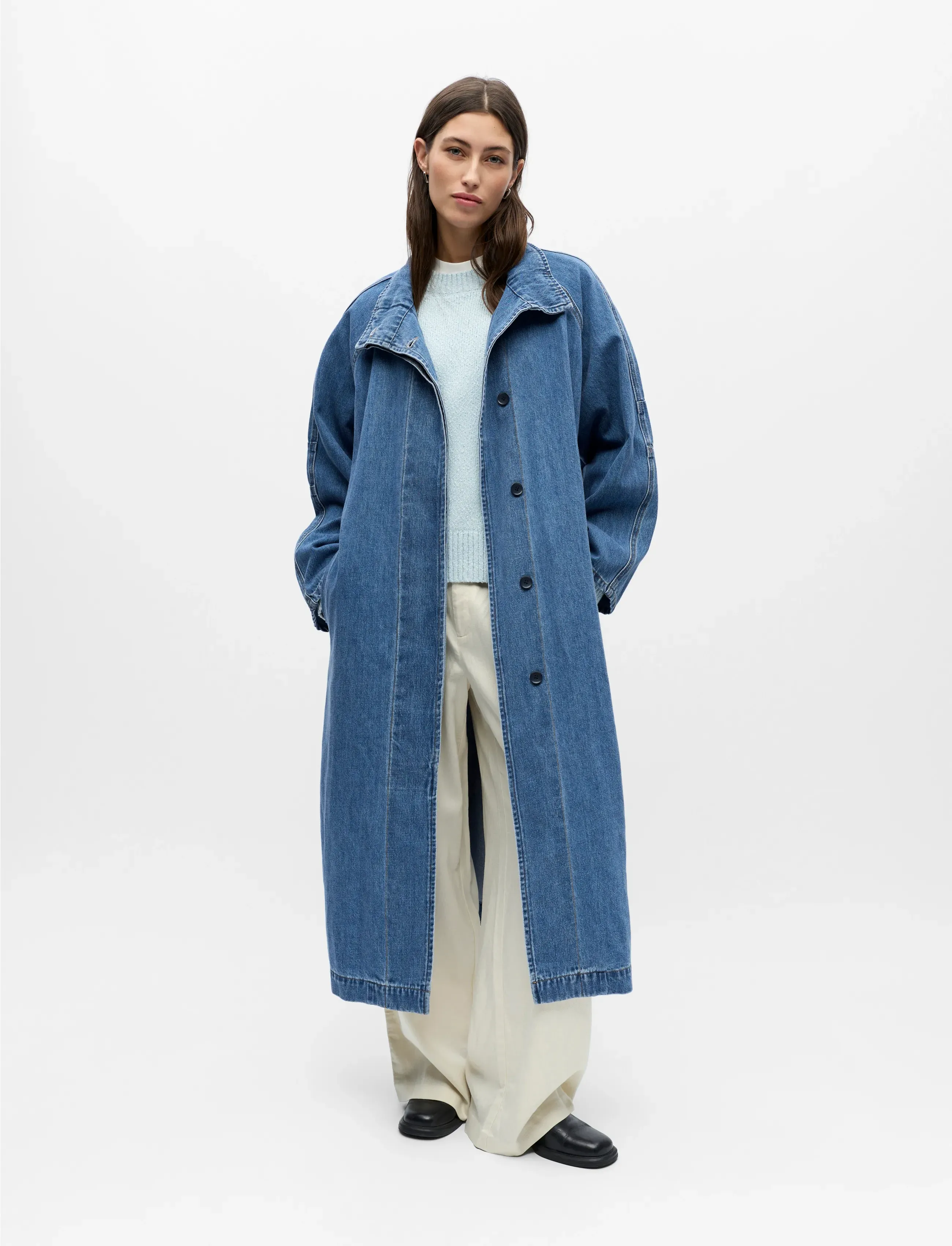 Object - OBJTRINNA L/S DENIM TRENCHCOAT NOOS - trench coats - medium blue denim - 3