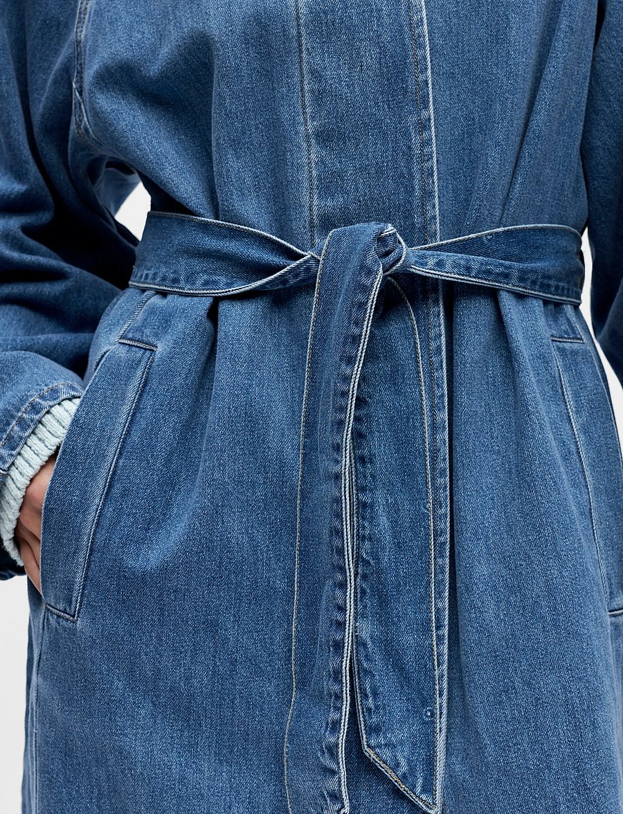 Object - OBJTRINNA L/S DENIM TRENCHCOAT NOOS - vihmamantlid - medium blue denim - 4