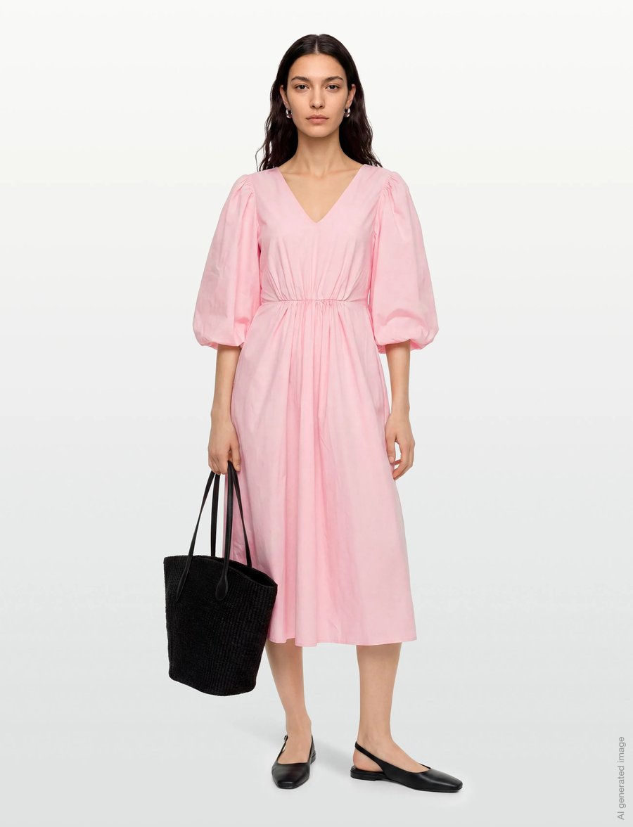 Object - OBJPAIGE 2/4 RE VNECK MIDI DRESS 144 - midikleider - pale lilac - 0