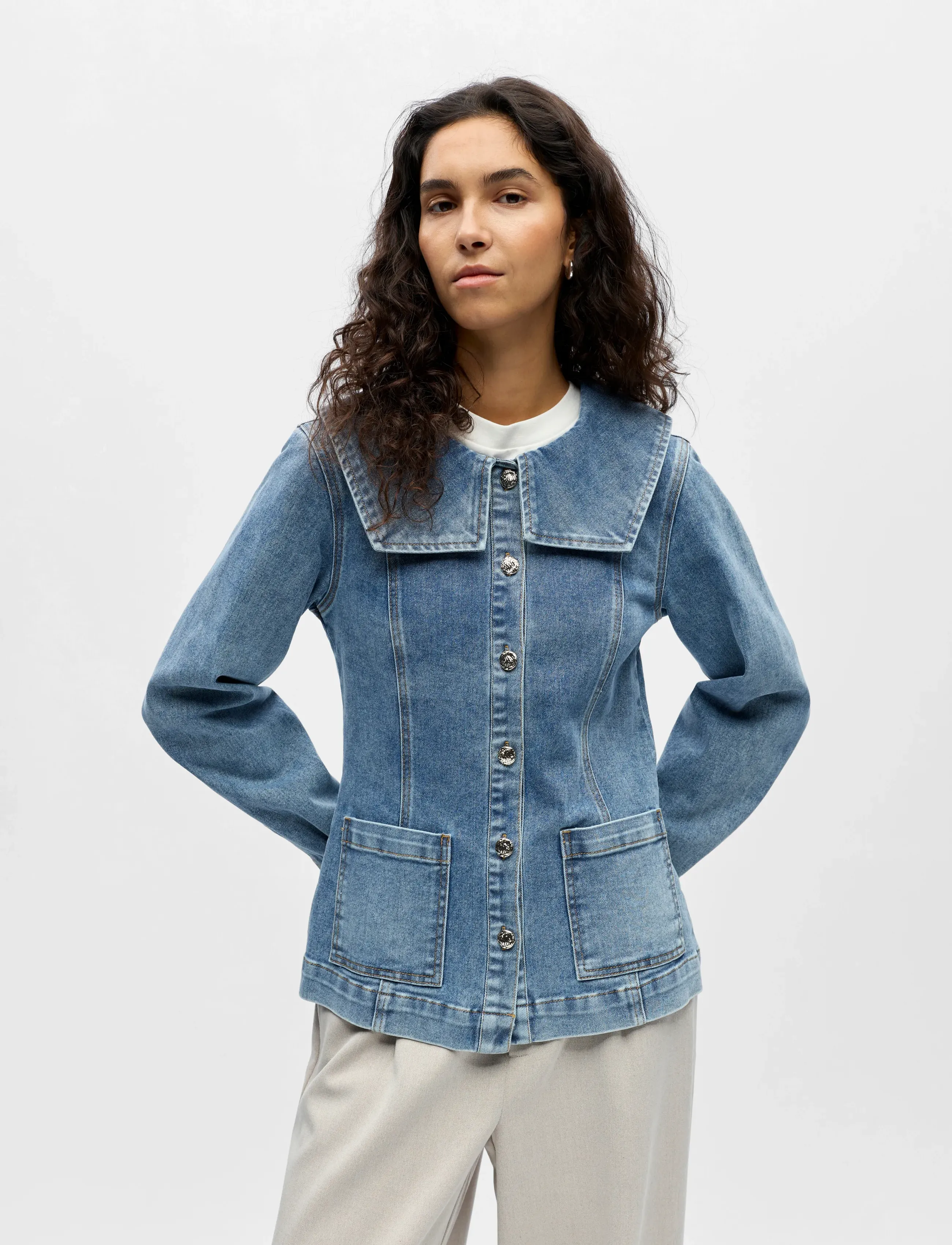 Object OBJIVY L/S RE DENIM SHIRT 143 - Blusar & Skjortor - MEDIUM BLUE DENIM / blue