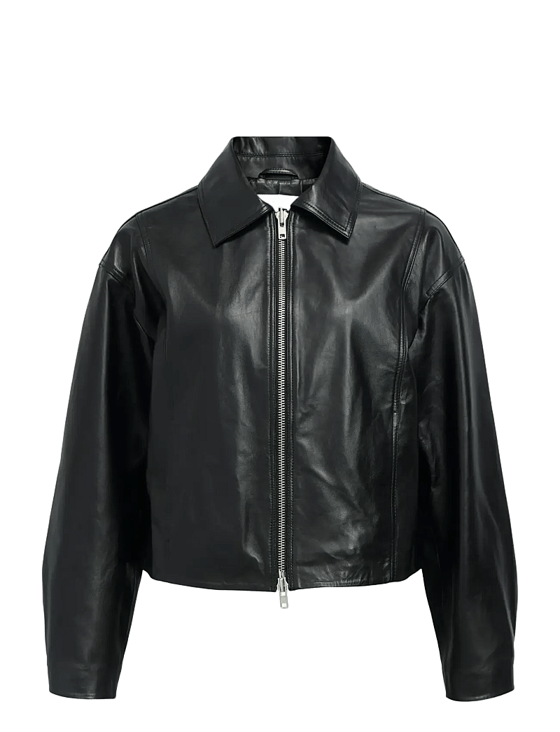 Object - OBJMIRA RE LEATHER JACKET E AU25 - frühlingsjacken - black - 1