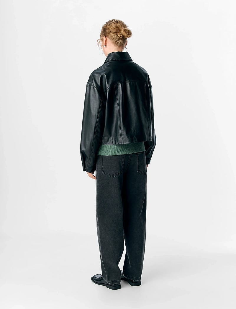 Object - OBJMIRA RE LEATHER JACKET E AU25 - frühlingsjacken - black - 2