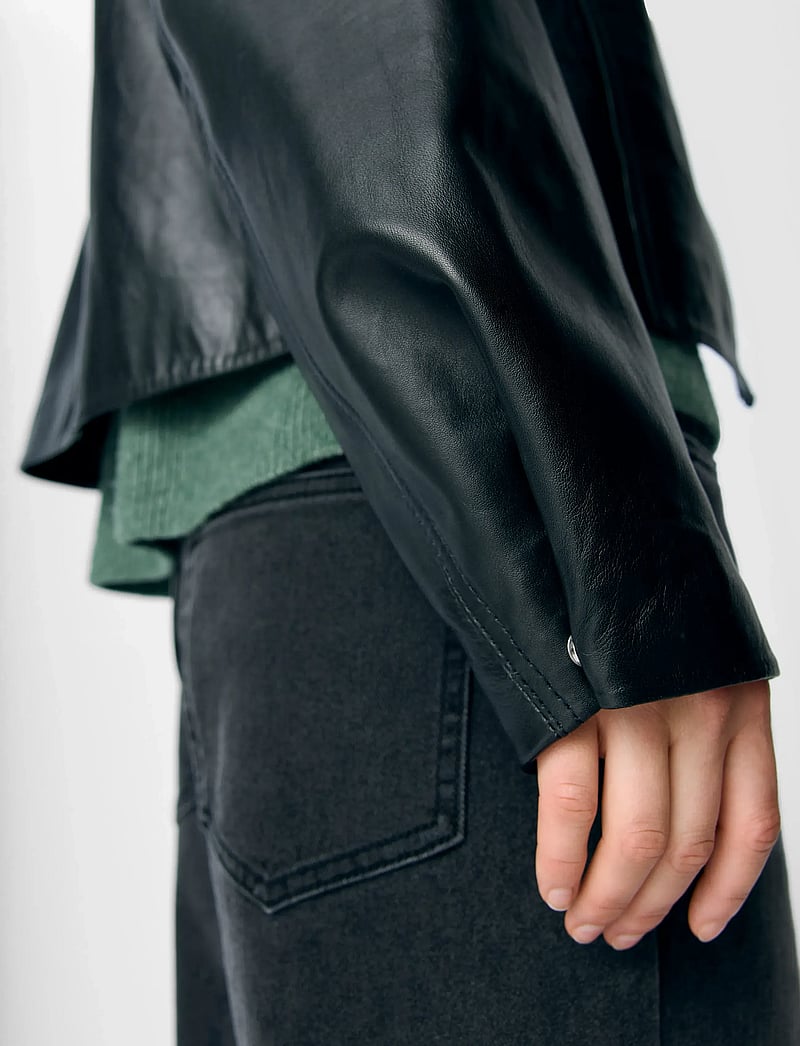 Object - OBJMIRA RE LEATHER JACKET E AU25 - frühlingsjacken - black - 3