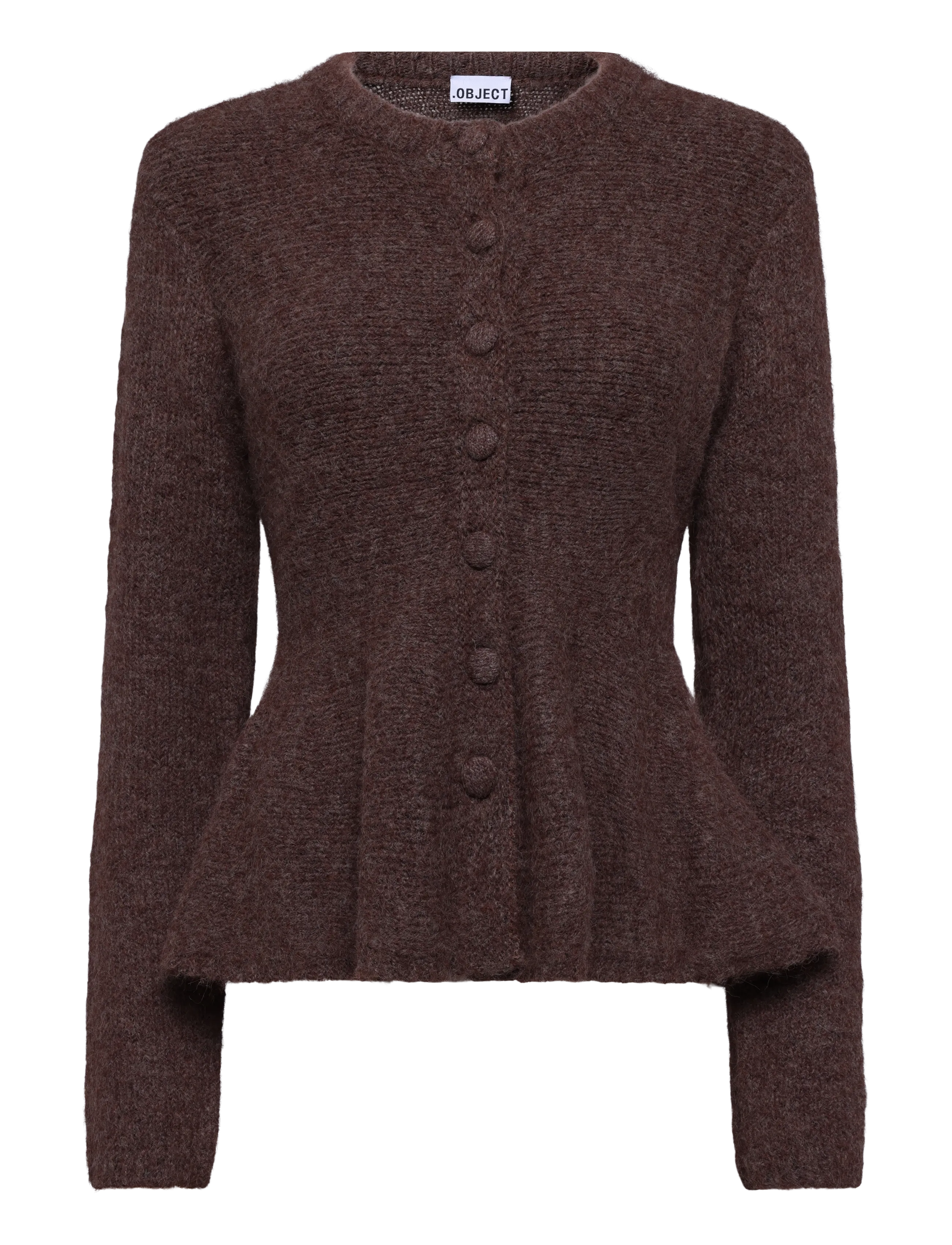 Object OBJSAGGIA RE LS PEPLUM KNIT CARDIGAN DIV - Vardagsstil - CARAFE / brown