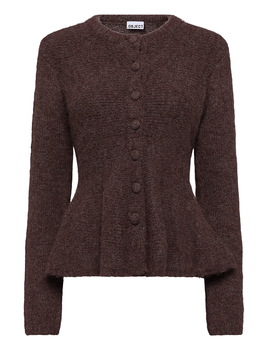 Object - OBJSAGGIA RE LS PEPLUM KNIT CARDIGAN DIV - koftor - carafe - 1