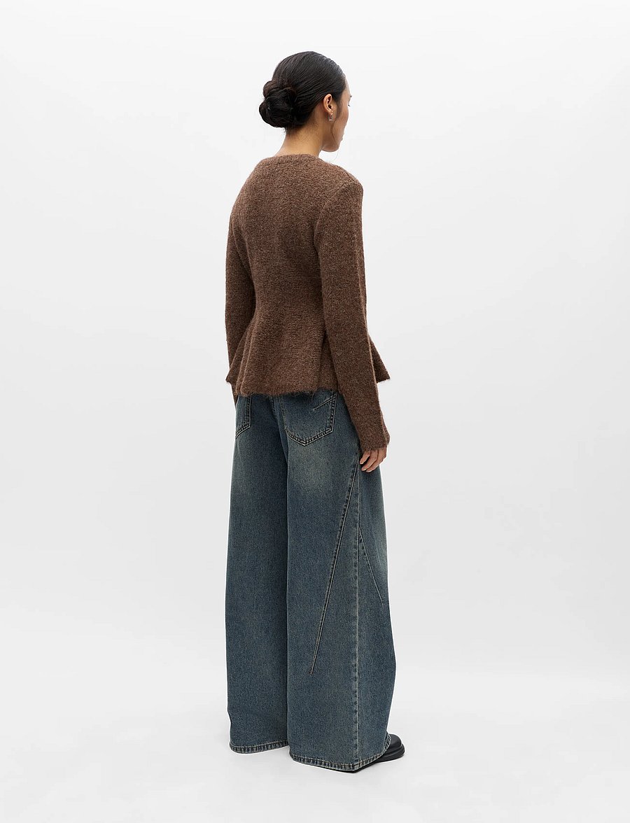 Object - OBJSAGGIA RE LS PEPLUM KNIT CARDIGAN DIV - koftor - carafe - 3