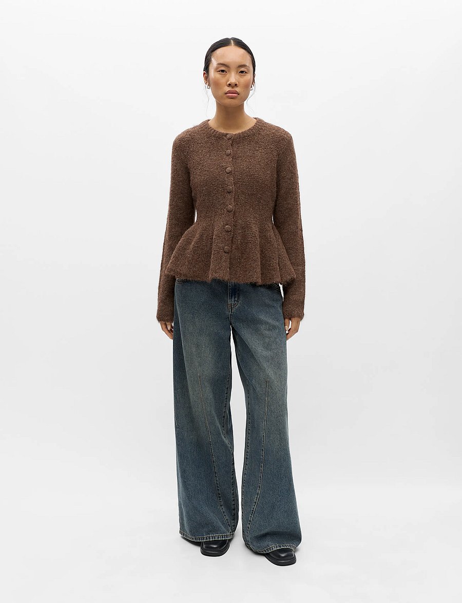 Object - OBJSAGGIA RE LS PEPLUM KNIT CARDIGAN DIV - koftor - carafe - 5