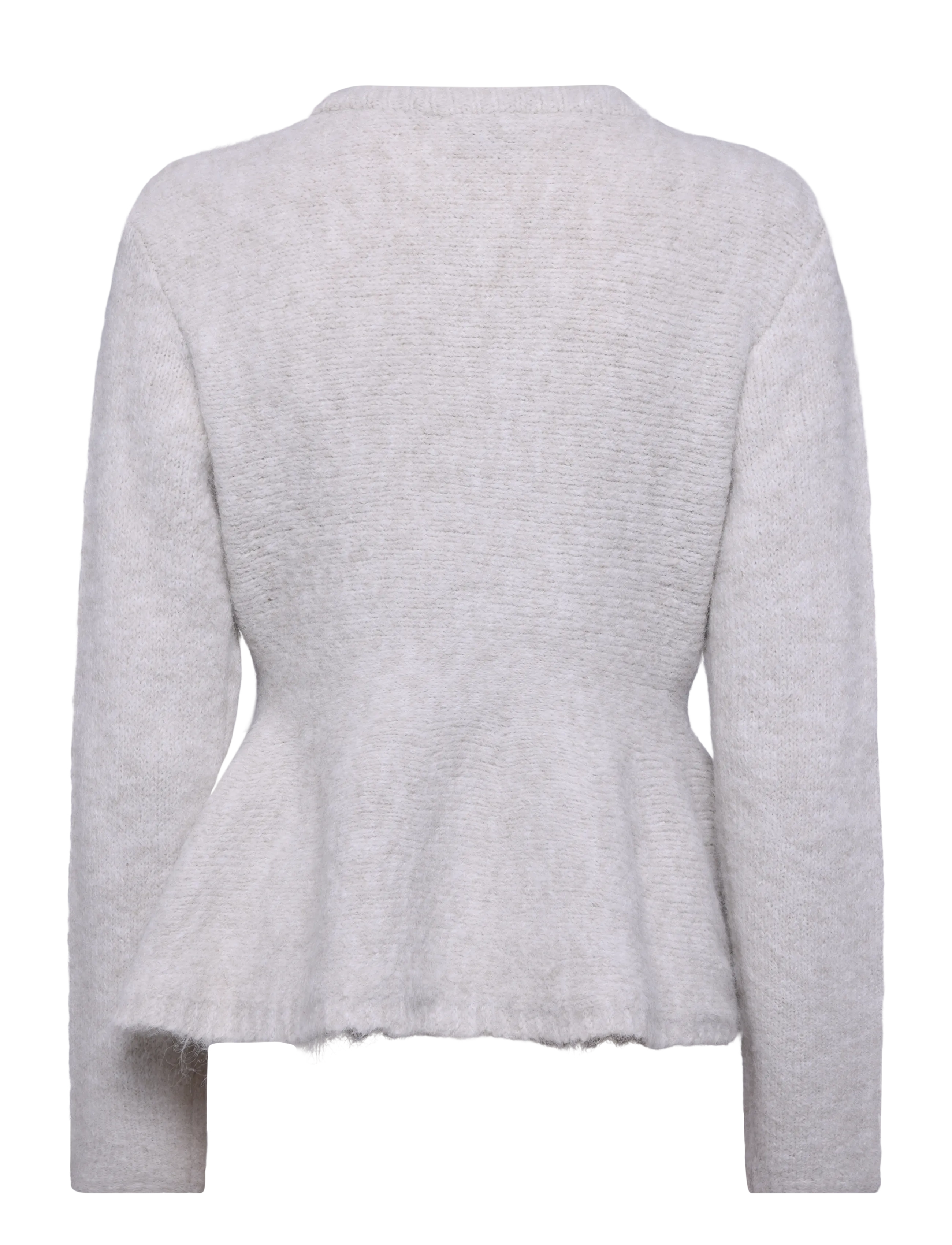 Object - OBJSAGGIA RE LS PEPLUM KNIT CARDIGAN DIV - koftor - cloud dancer - 2