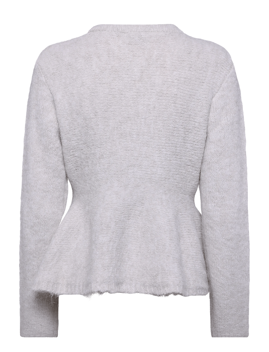 Object - OBJSAGGIA RE LS PEPLUM KNIT CARDIGAN DIV - koftor - cloud dancer - 2