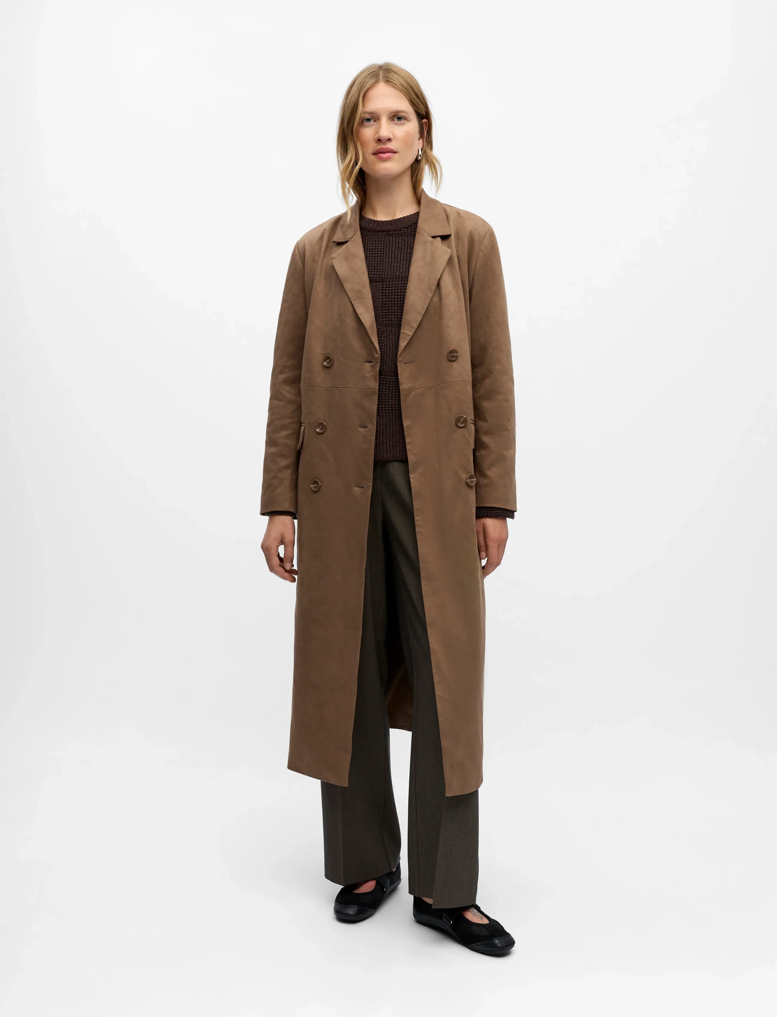 Object Objfenja Lo Long Blazer E Wi 25, 34, Coats, Braun - Light Frauen
