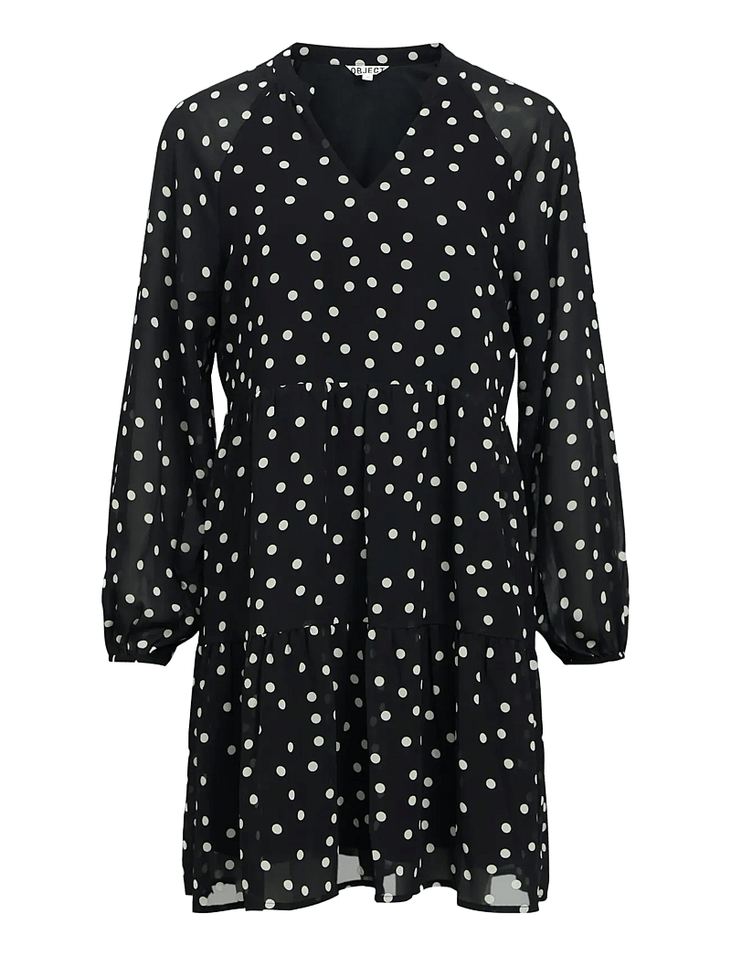 Object - OBJGINA MILA L/S DRESS E DIV - korta klänningar - black - 0