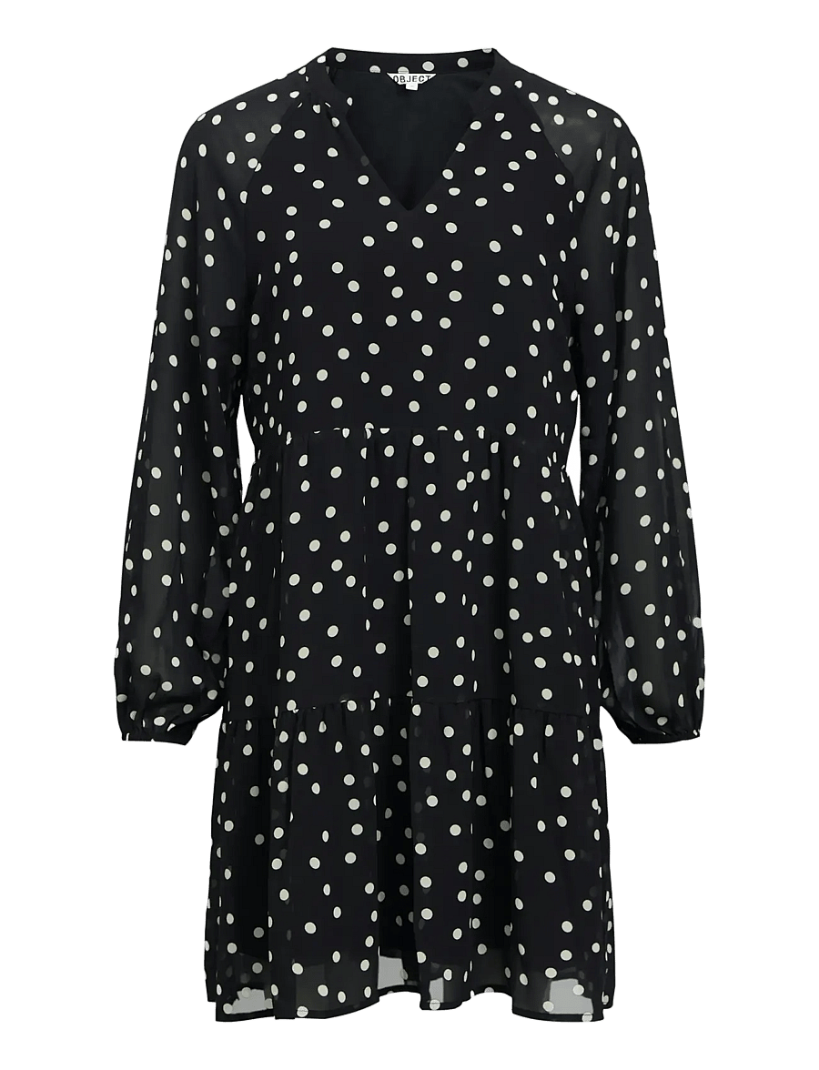 Object - OBJGINA MILA L/S DRESS E DIV - kurze kleider - black - 0