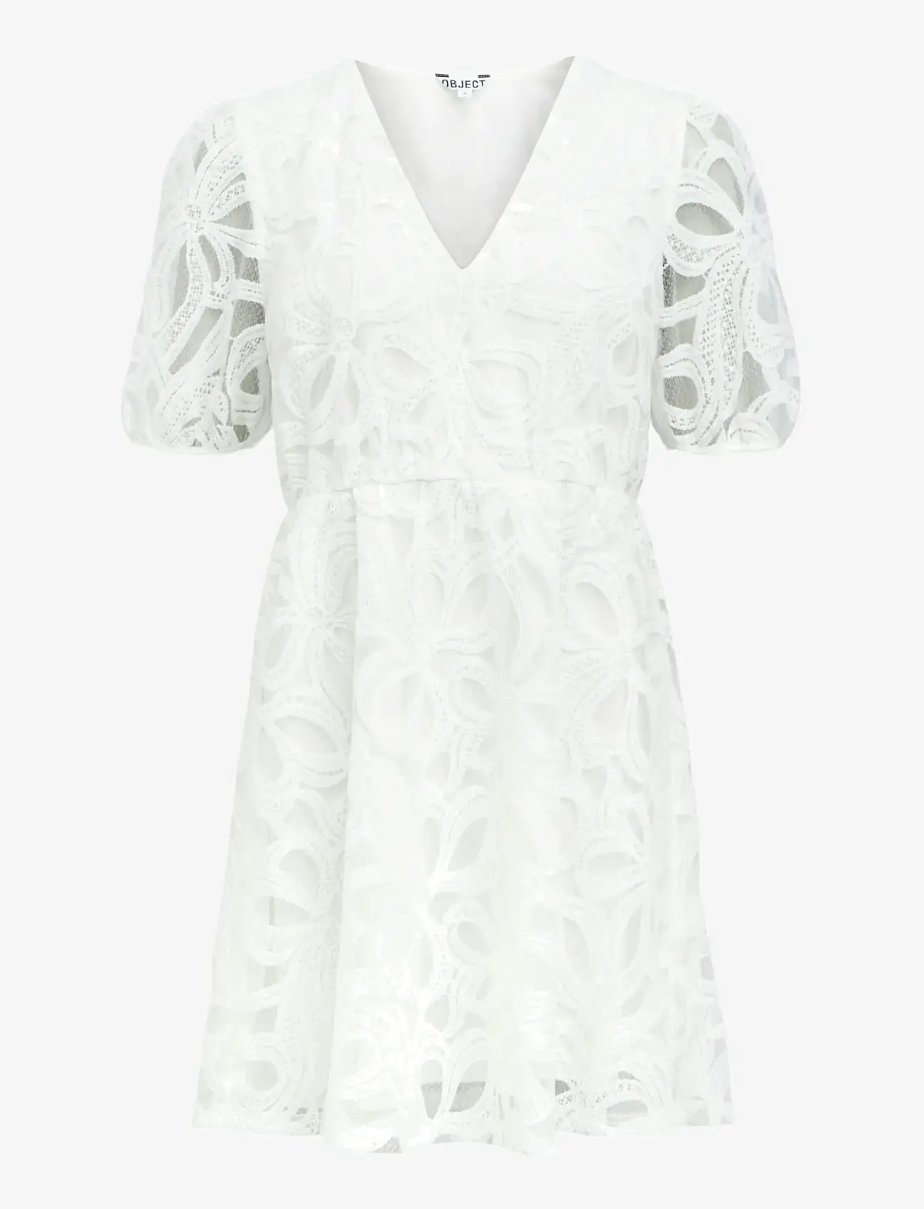 Object - OBJROSE 3/4 RE SHORT DRESS E DIV - lace dresses - cloud dancer - 1