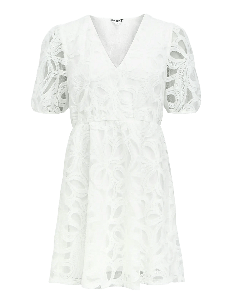 Object - OBJROSE 3/4 RE SHORT DRESS E DIV - konfirmation - cloud dancer - 1