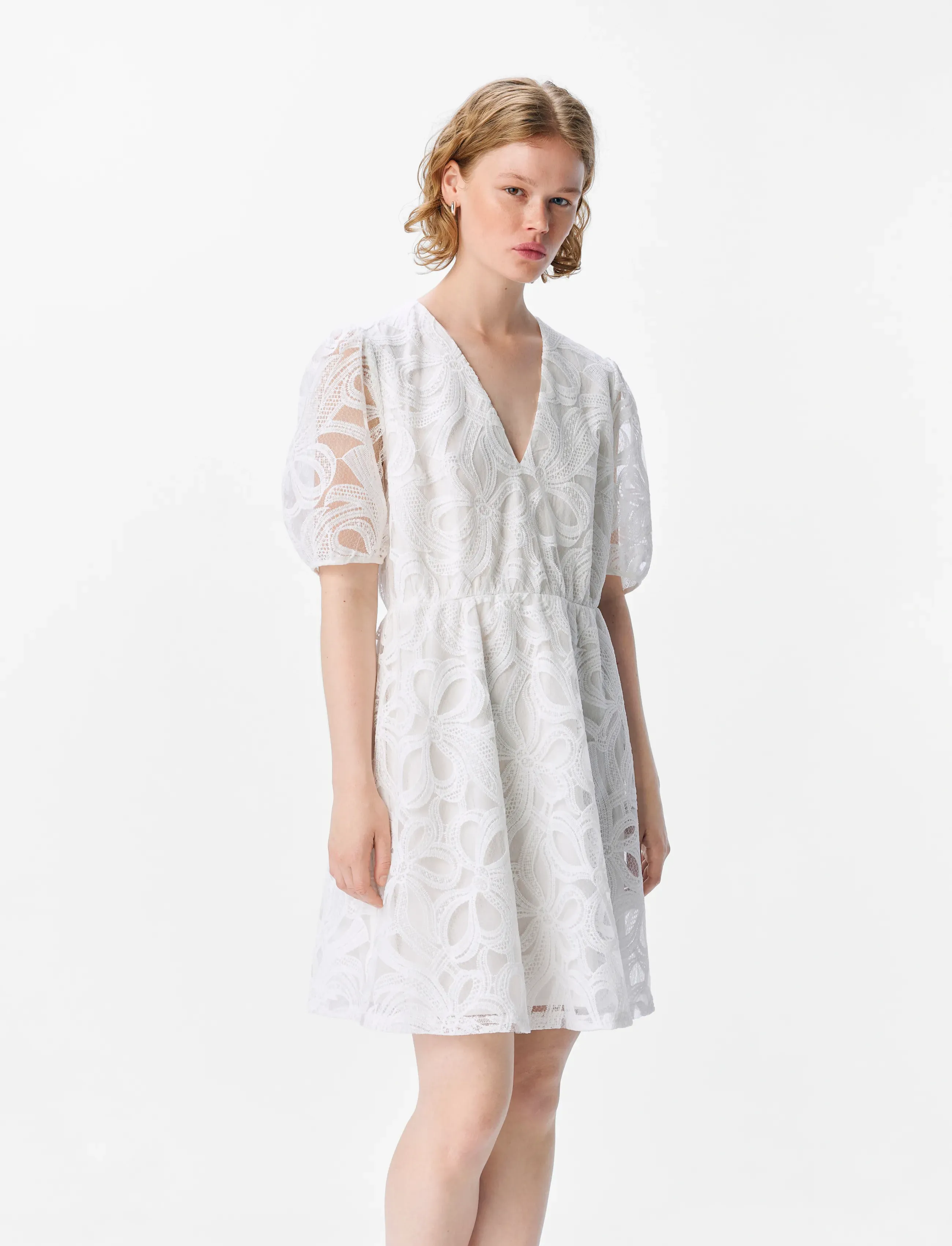 Object OBJROSE 3/4 RE SHORT DRESS E DIV - Kleider - CLOUD DANCER / white