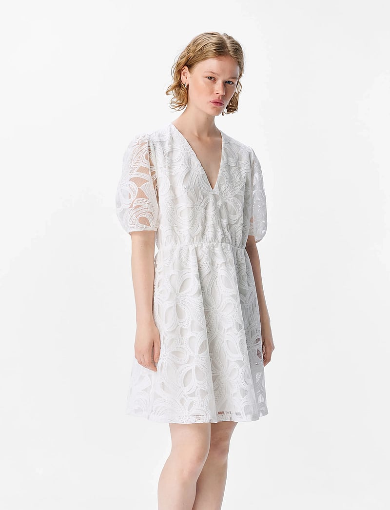Object - OBJROSE 3/4 RE SHORT DRESS E DIV - lace dresses - cloud dancer - 0