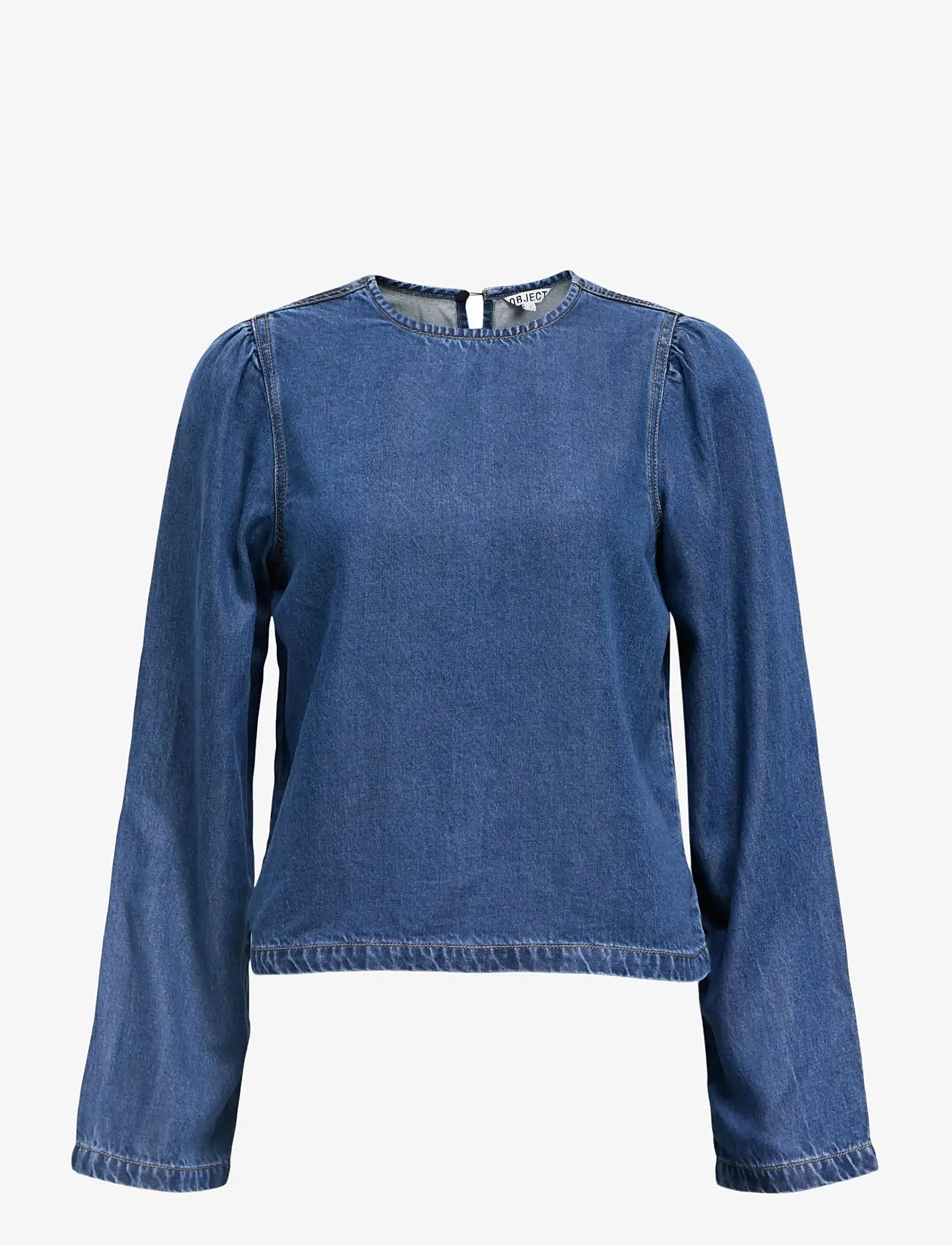 Object - OBJFRAME RE L/S TOP DIV - langärmlige blusen - medium blue denim - 1