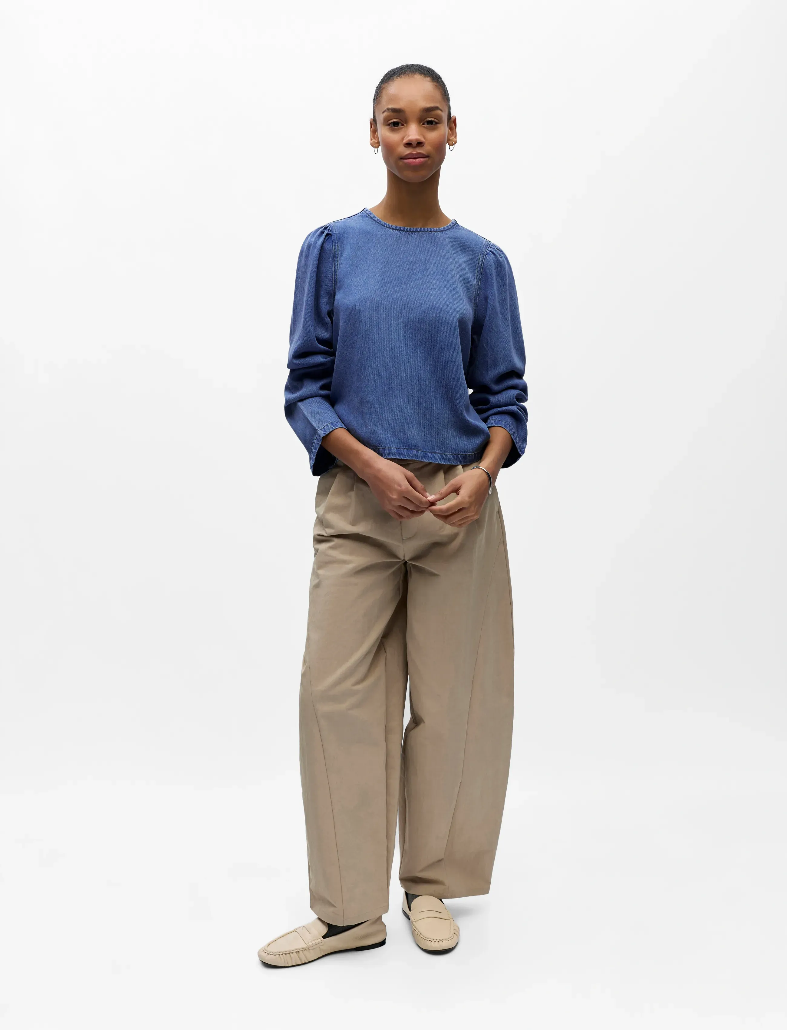 Object OBJFRAME RE L/S TOP DIV - Blusen - MEDIUM BLUE DENIM / blue