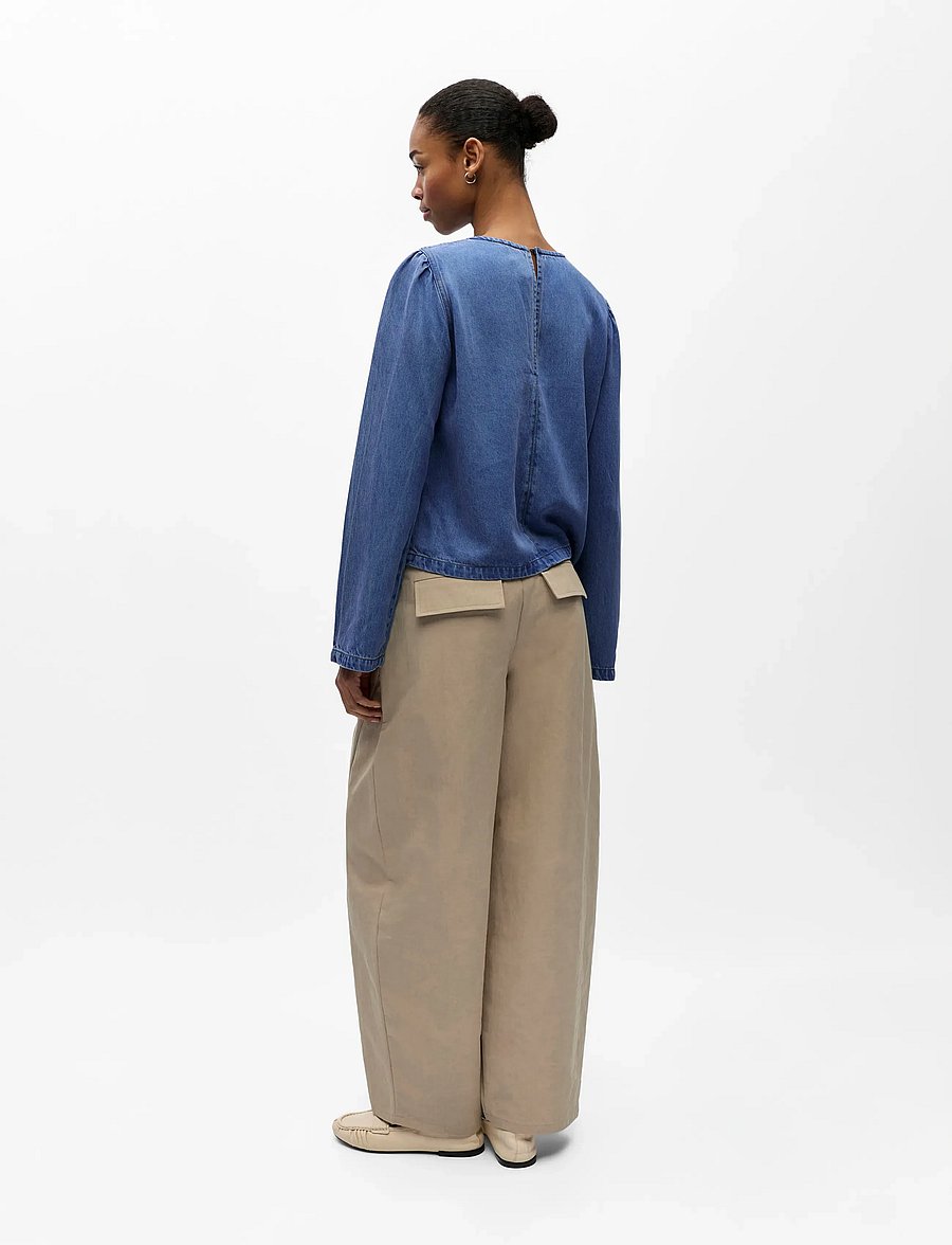 Object - OBJFRAME RE L/S TOP DIV - langärmelige blusen - medium blue denim - 2