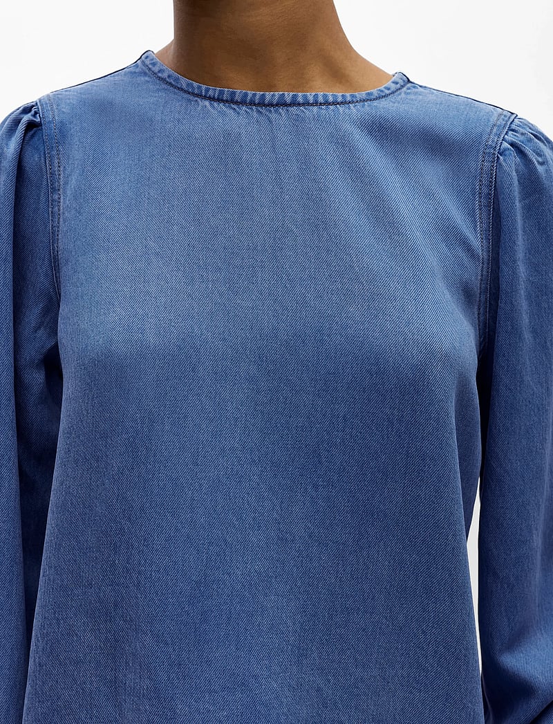 Object - OBJFRAME RE L/S TOP DIV - langärmlige blusen - medium blue denim - 4