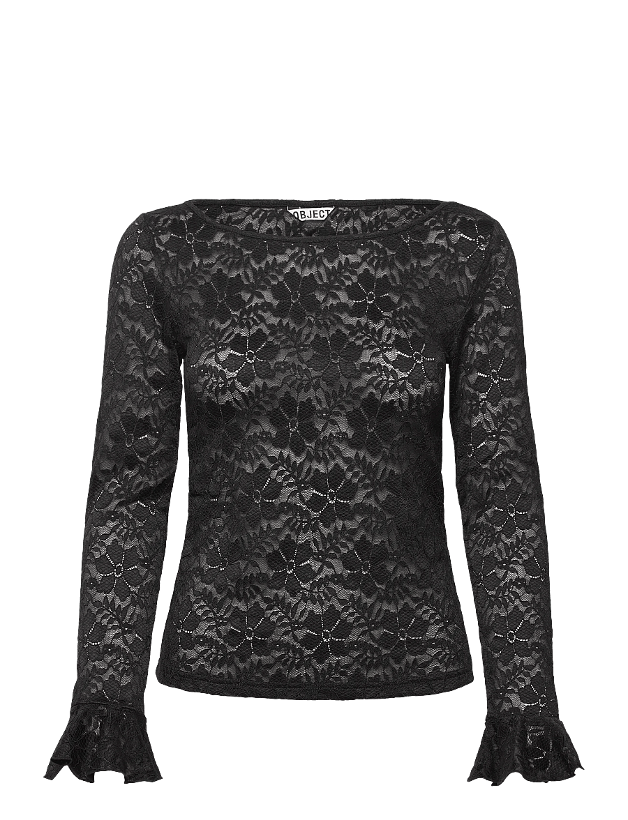Object - OBJINES L/S SLI TOP E WI25 - langärmlige tops - black - 1