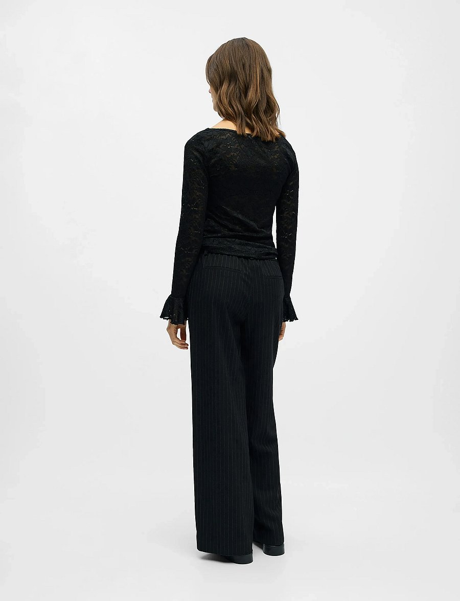Object - OBJINES L/S SLI TOP E WI25 - langärmlige tops - black - 3