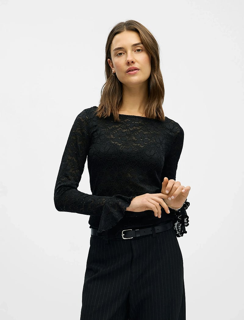 Object - OBJINES L/S SLI TOP E WI25 - langærmede toppe - black - 4