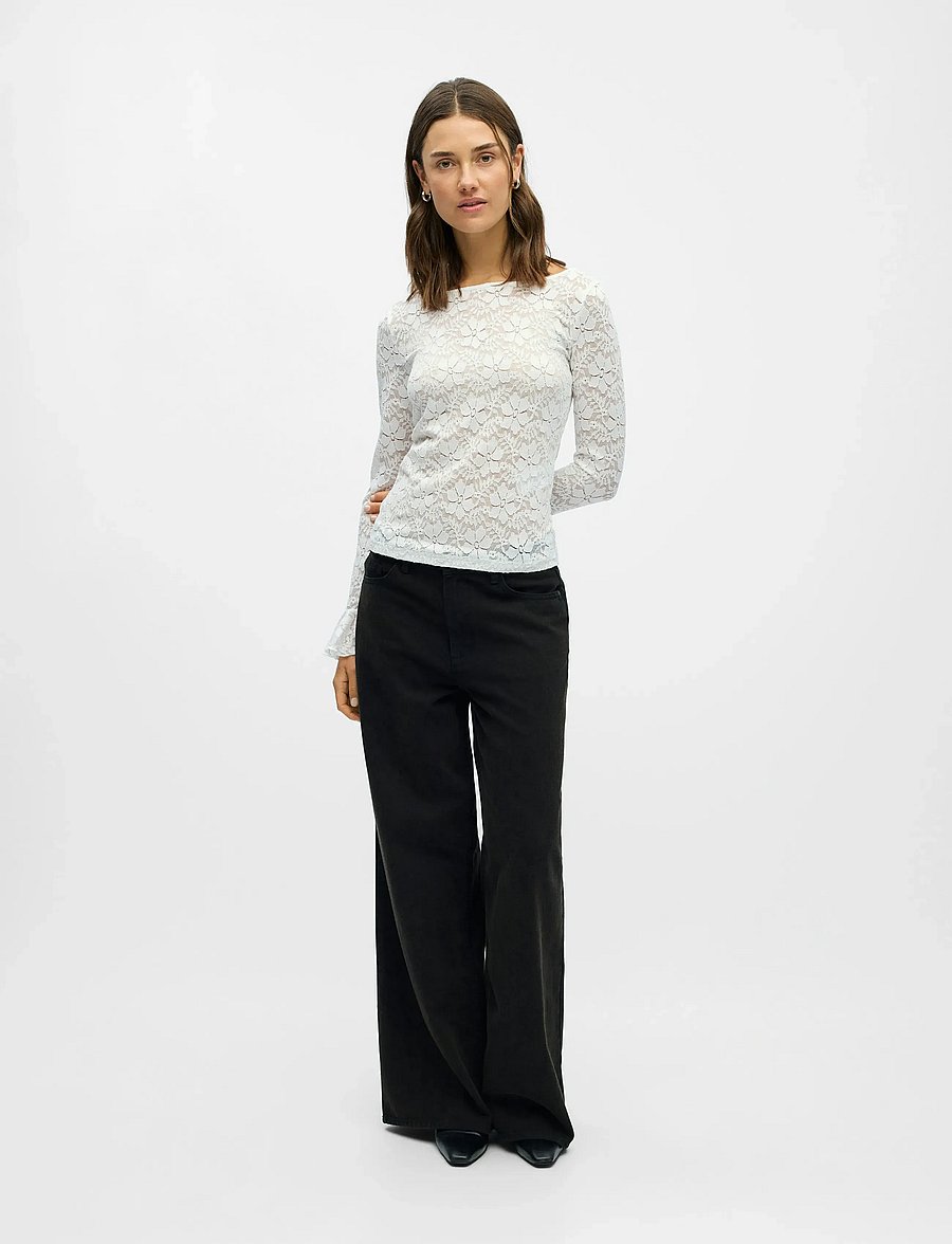 Object - OBJINES L/S SLI TOP E WI25 - pikkade varrukatega alussärgid - cloud dancer - 4