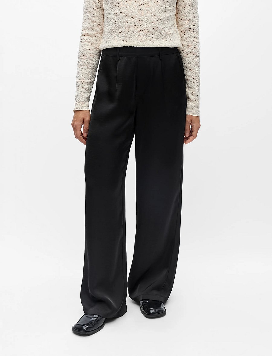 Object - OBJCHILLI MW LISA PANT NOOS - wide leg trousers - black - 0