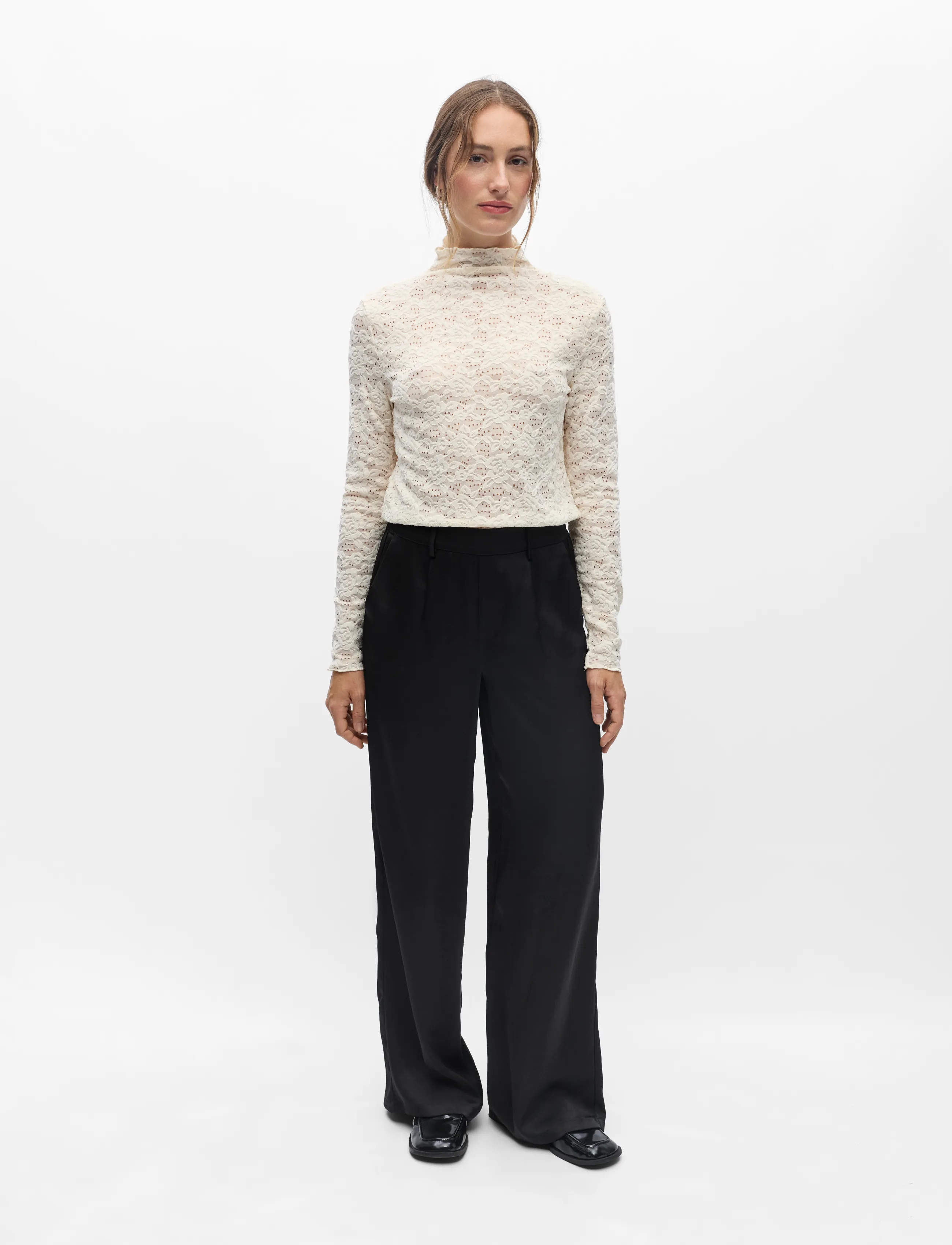 Object - OBJCHILLI MW LISA PANT NOOS - wide leg trousers - black - 3