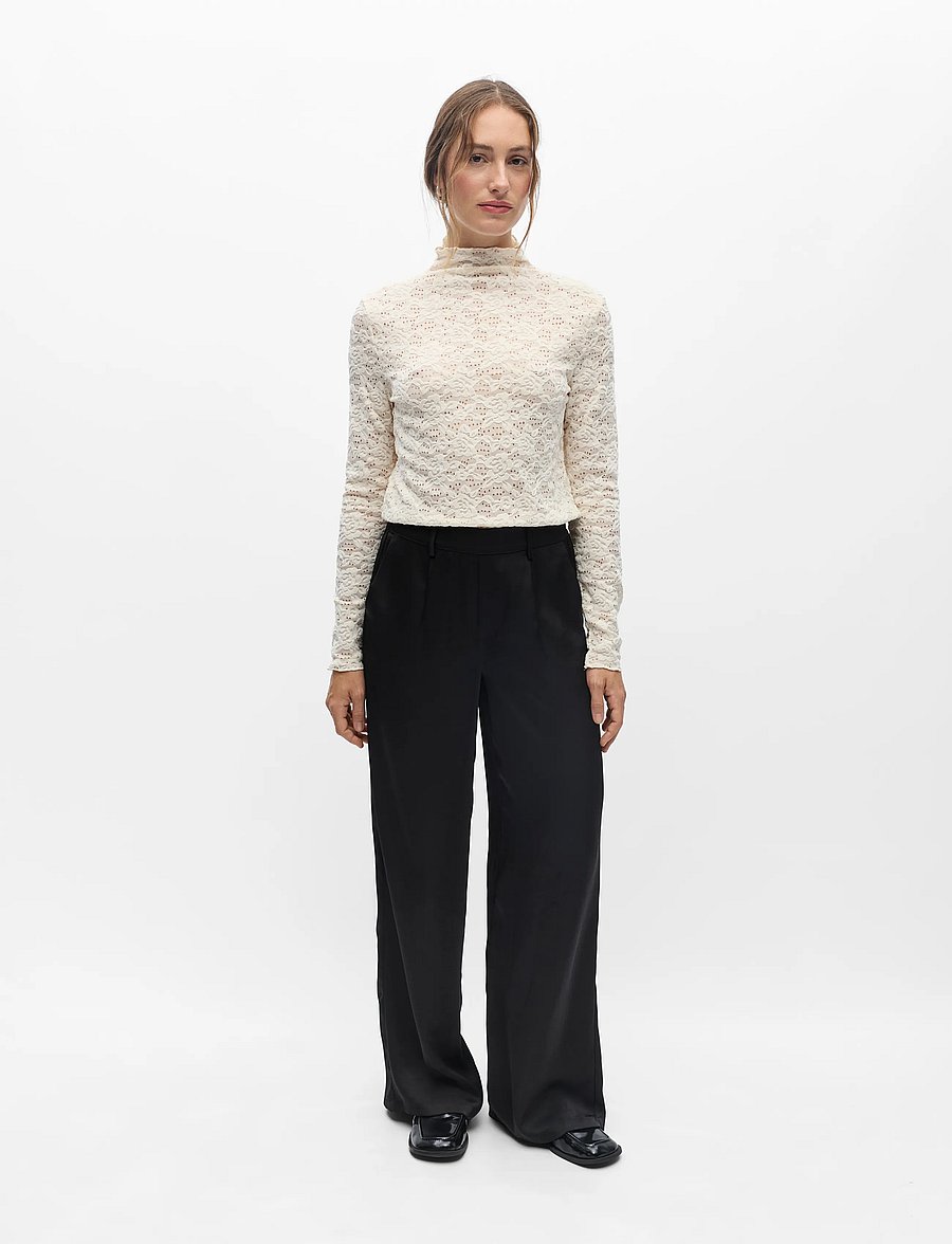 Object - OBJCHILLI MW LISA PANT NOOS - wide leg trousers - black - 3