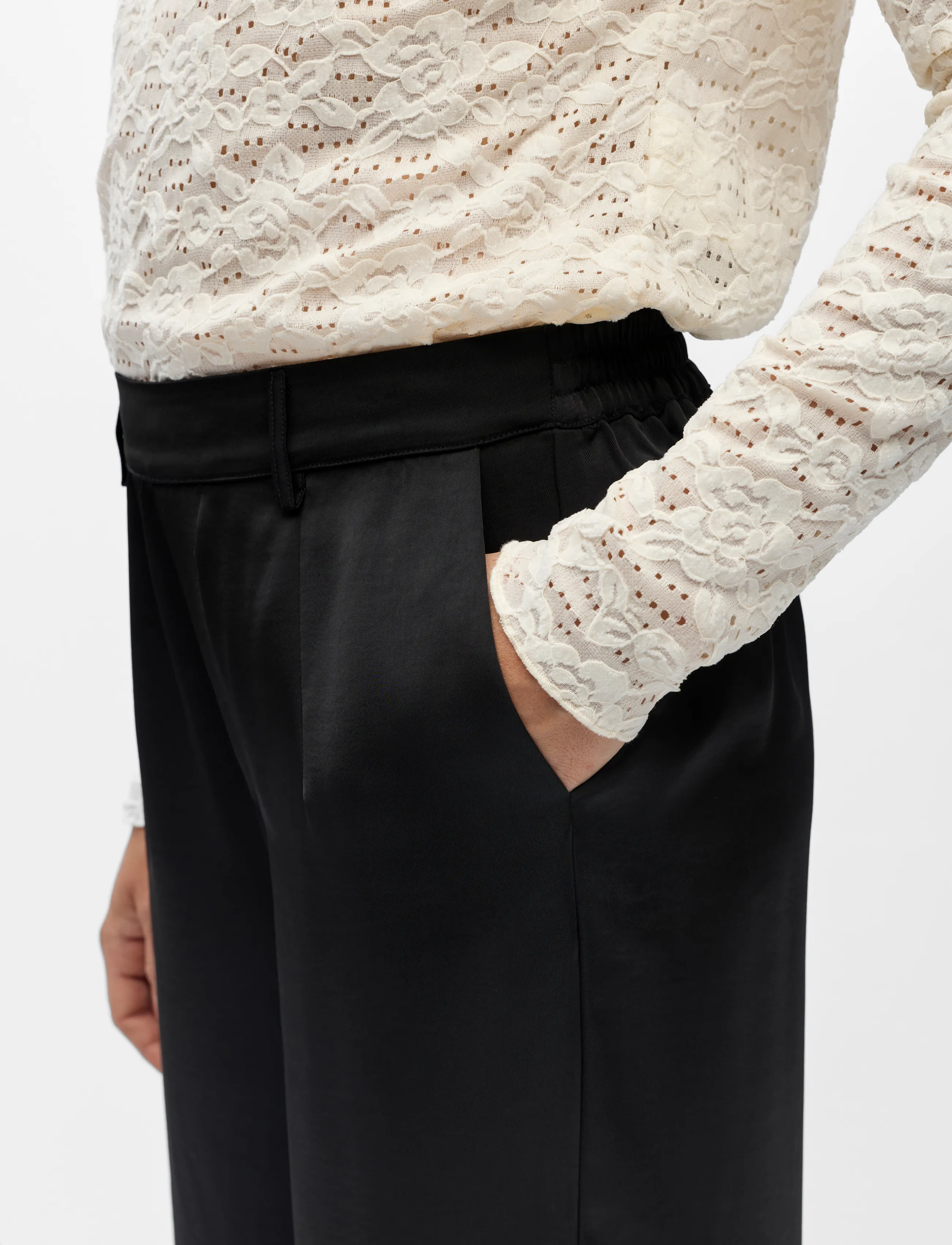 Object - OBJCHILLI MW LISA PANT NOOS - wide leg trousers - black - 4