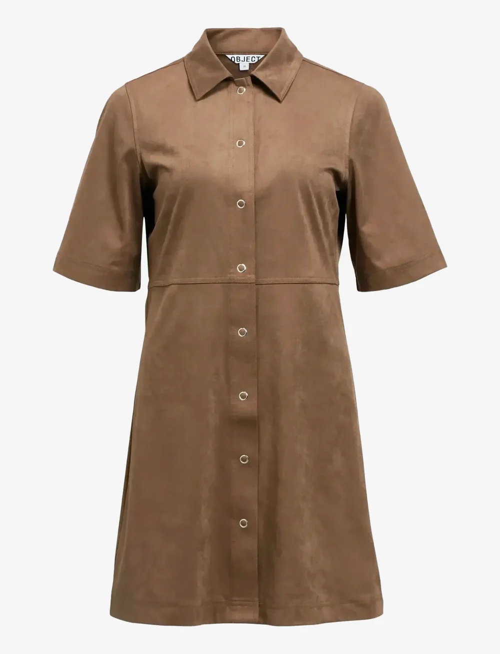 Object - OBJFENJA SCARLET 3/4 SHORT DRESS E WI 25 - shirt dresses - dark earth - 1