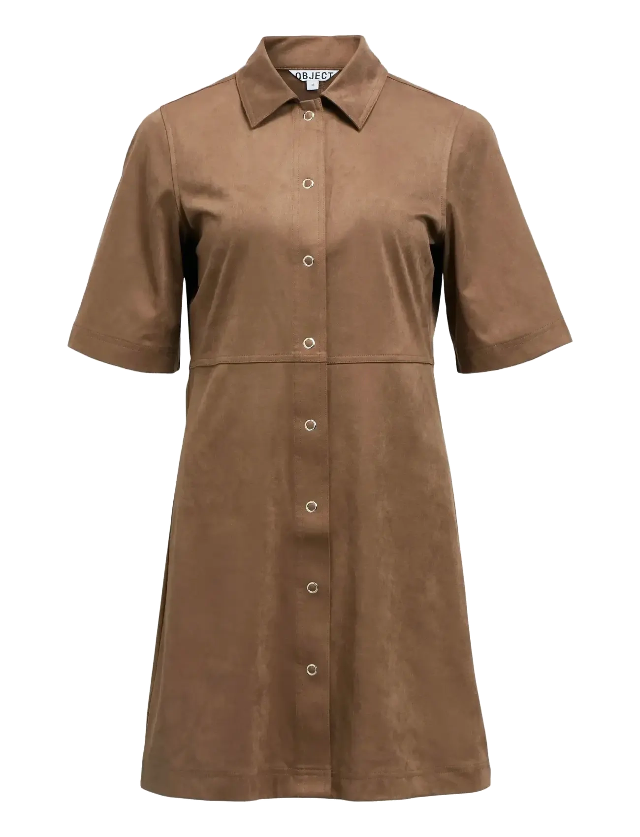 Object OBJFENJA SCARLET 3/4 SHORT DRESS E WI 25 - Skjortekjoler - DARK EARTH / brown