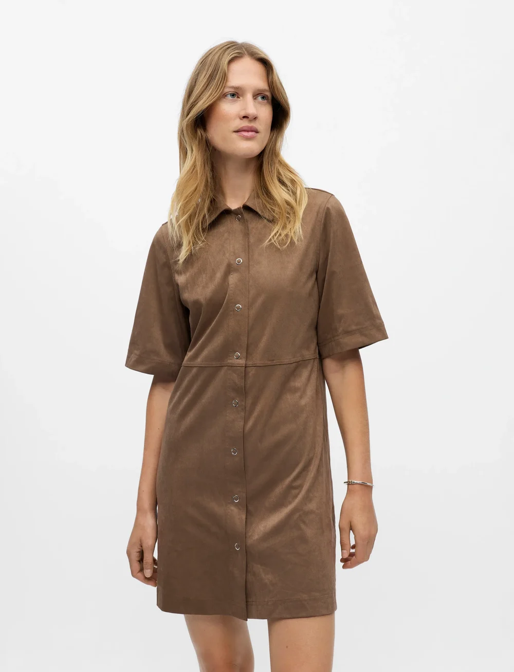 Object - OBJFENJA SCARLET 3/4 SHORT DRESS E WI 25 - shirt dresses - dark earth - 4