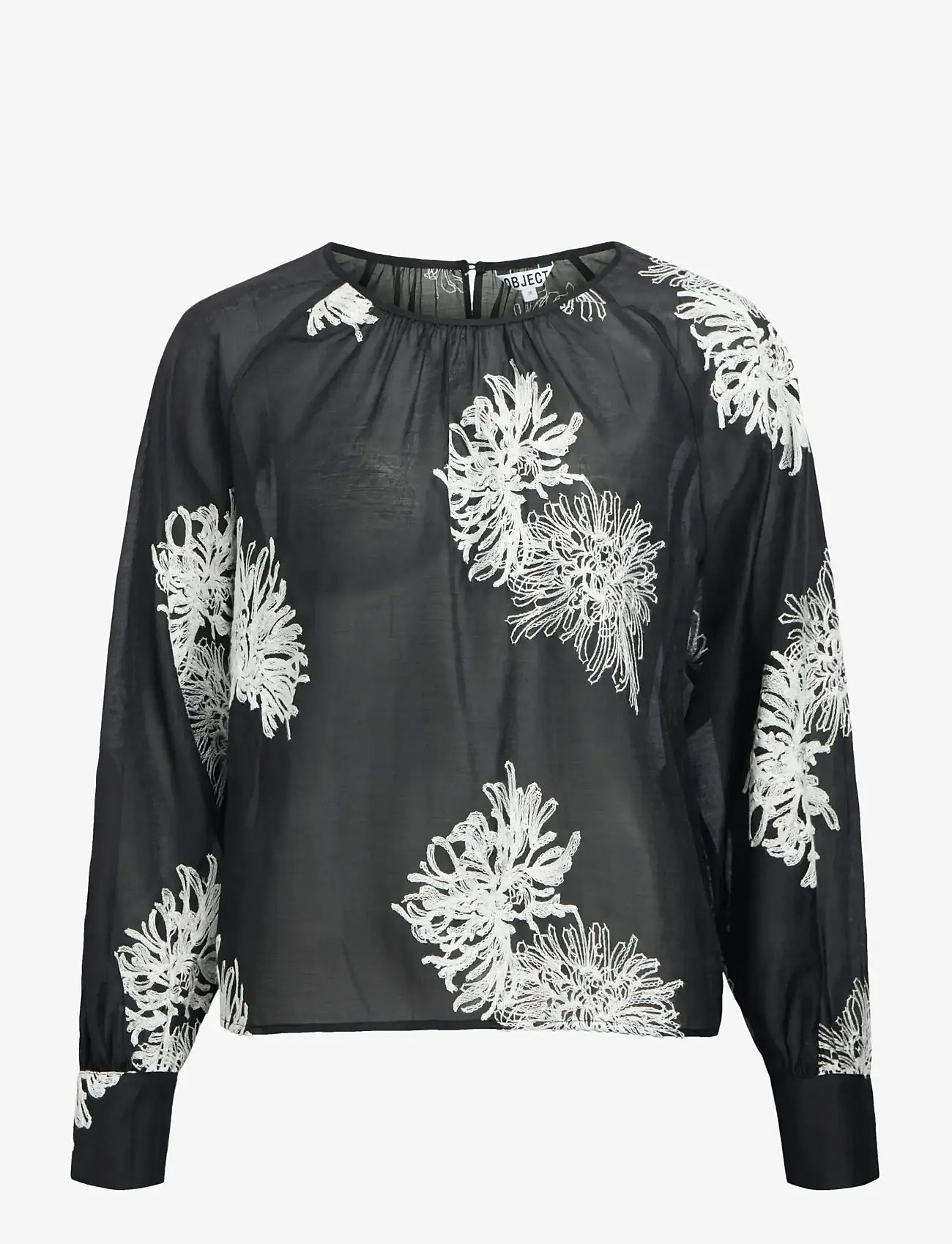 Object - OBJLUMI L/S O-NECK TOP 142 DIV - långärmade blusar - black - 0