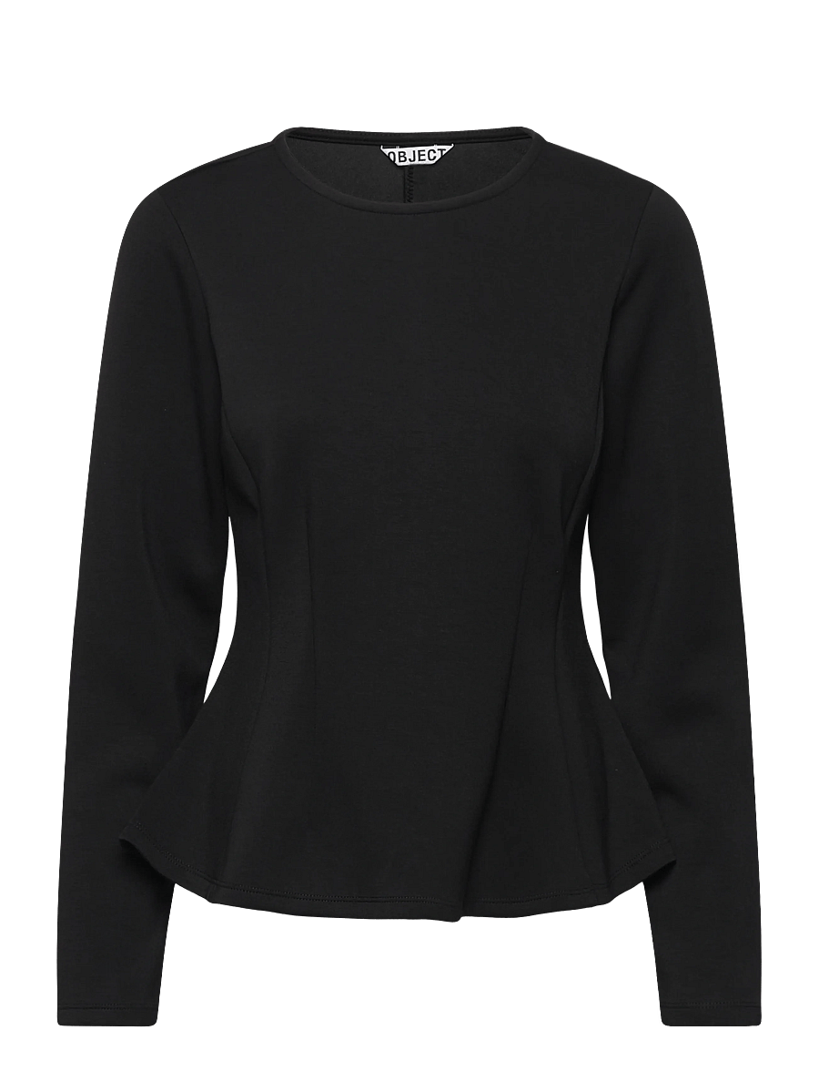 Object - OBJDORINA L/S RE SCULPTURE TOP E WI 25 - langärmlige tops - black - 1