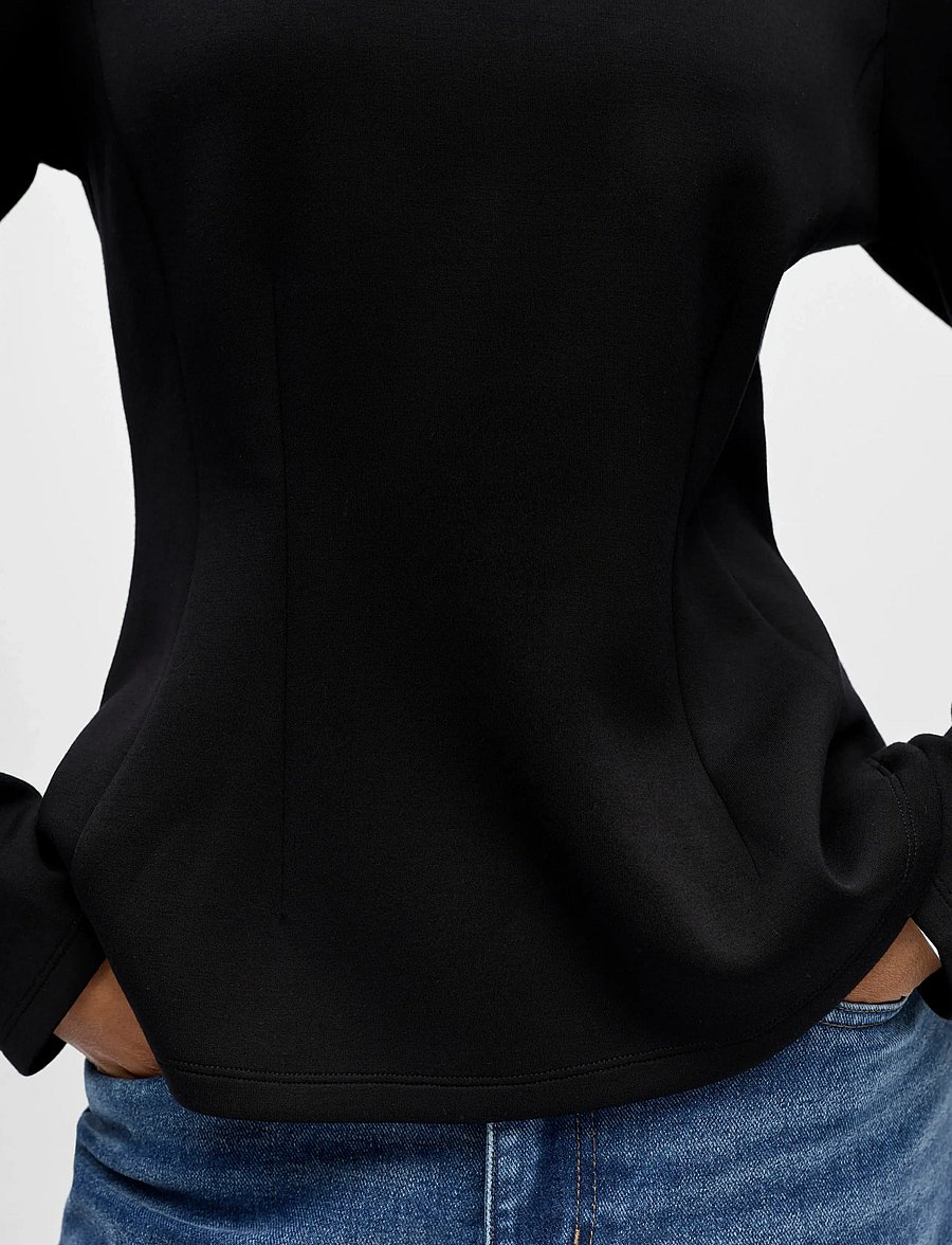 Object - OBJDORINA L/S RE SCULPTURE TOP E WI 25 - langärmlige tops - black - 5