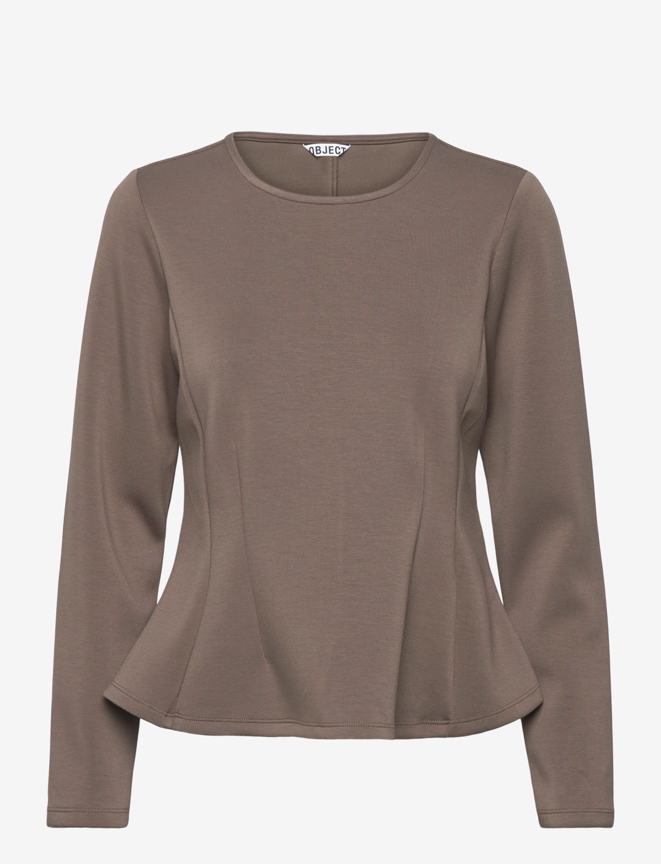 Object - OBJDORINA L/S RE SCULPTURE TOP E WI 25 - pitkähihaiset t-paidat - morel - 0