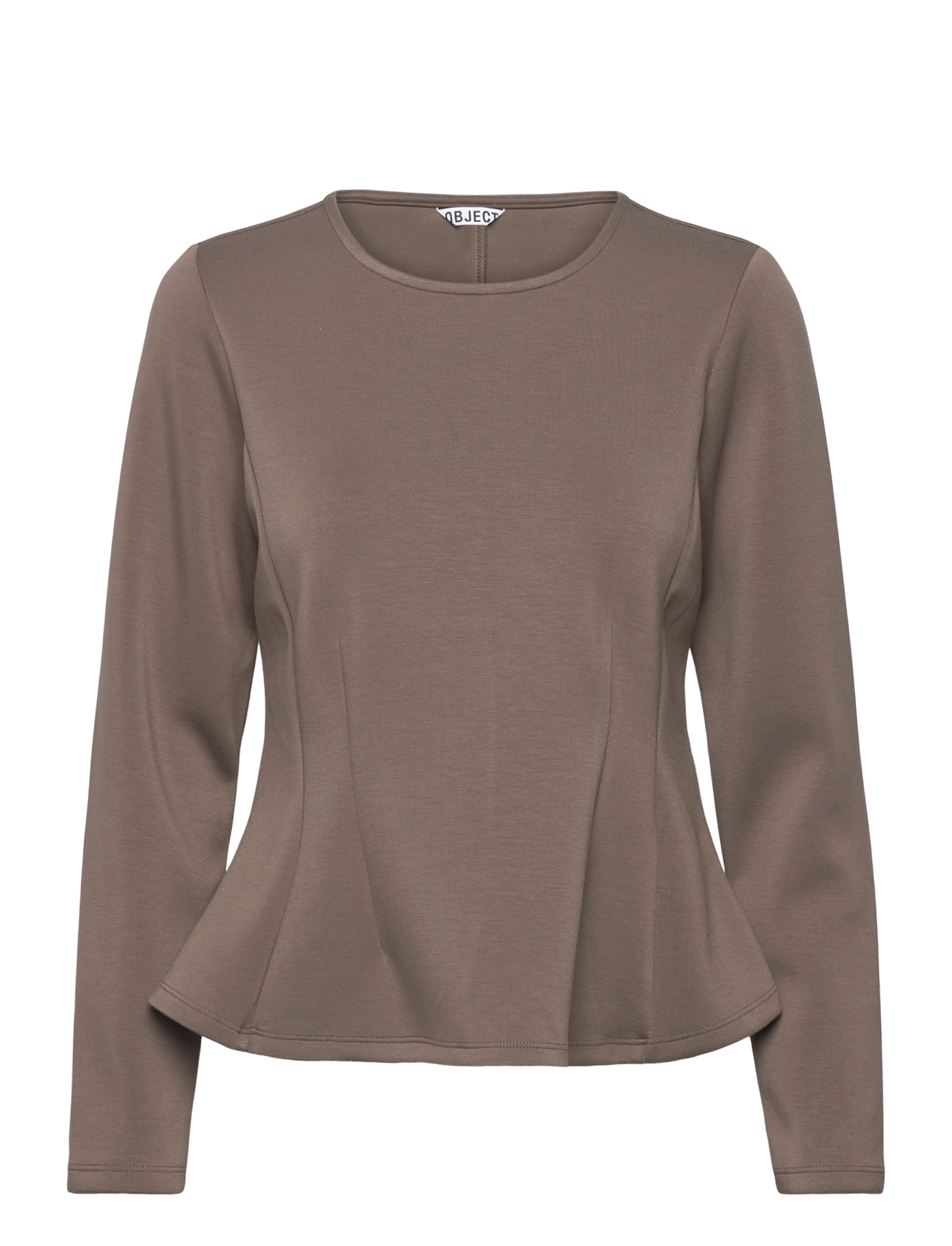 Object OBJDORINA L/S RE SCULPTURE TOP E WI 25 - T-Shirts & Tops - MOREL / brown