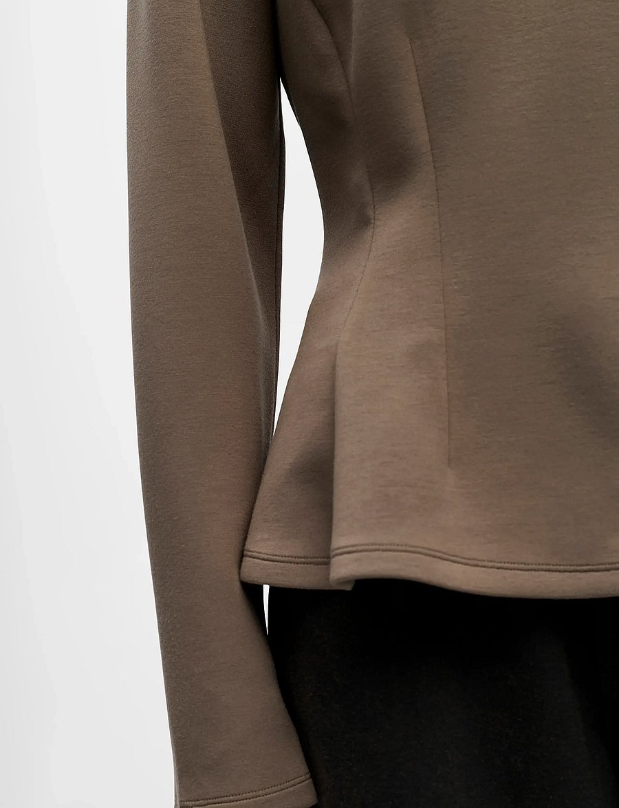 Object - OBJDORINA L/S RE SCULPTURE TOP E WI 25 - pikkade varrukatega topid - morel - 4