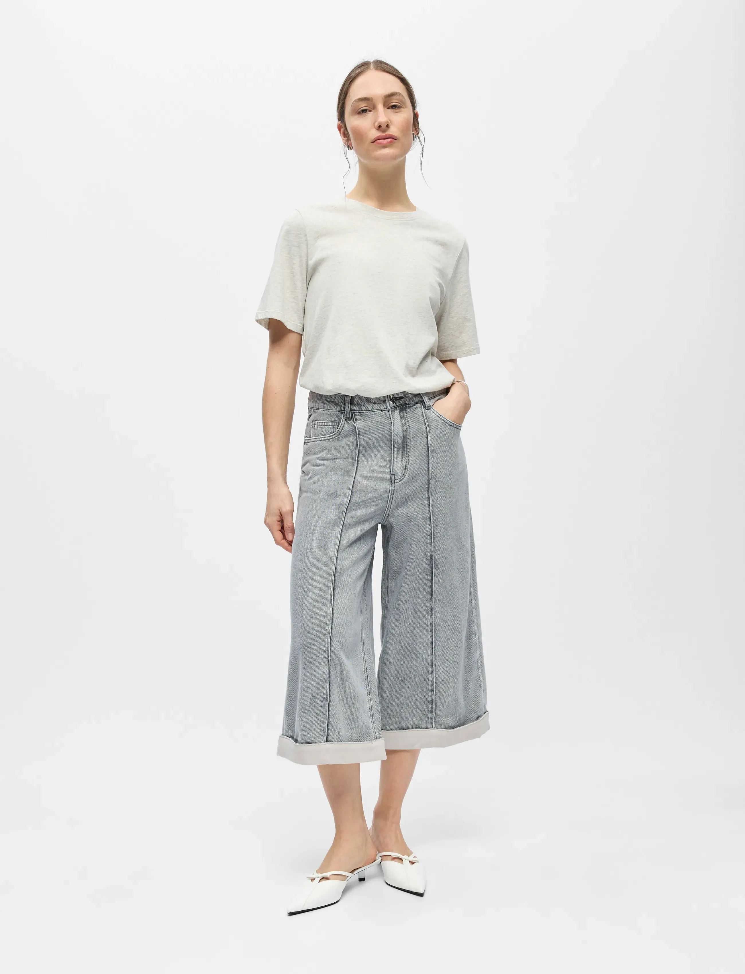 Object Objgail Mw Lo Bermuda Denim Shorts 144, 36, Grey, Shorts > Bermudas, Dame