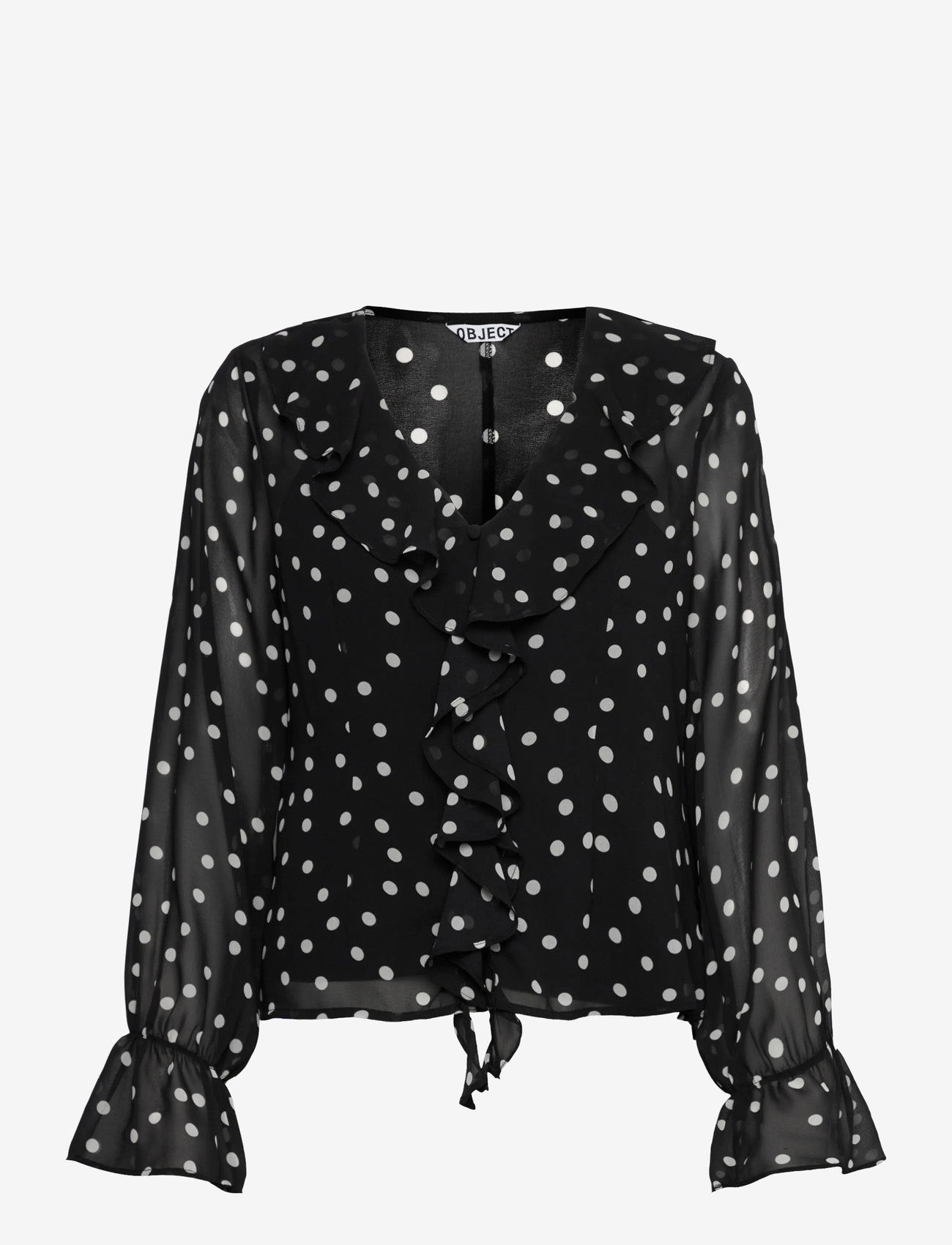 Object - OBJGINA L/S RE TOP E WI 25 - langärmlige blusen - black - 0
