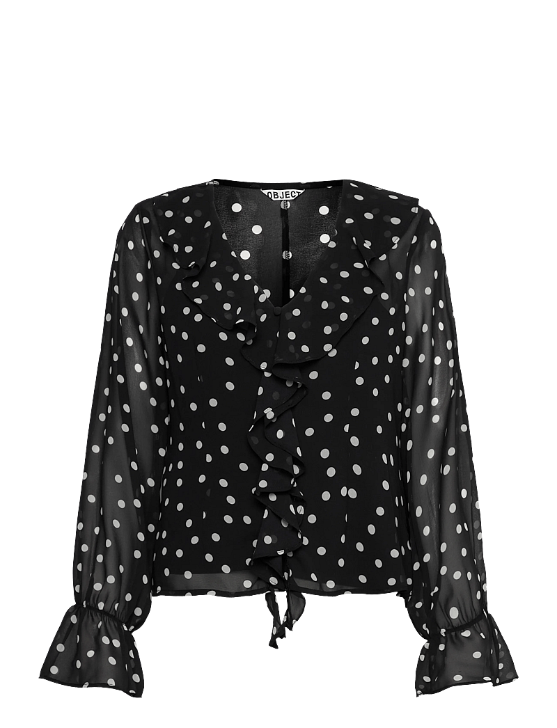 Object - OBJGINA L/S RE TOP E WI 25 - langärmlige blusen - black - 0