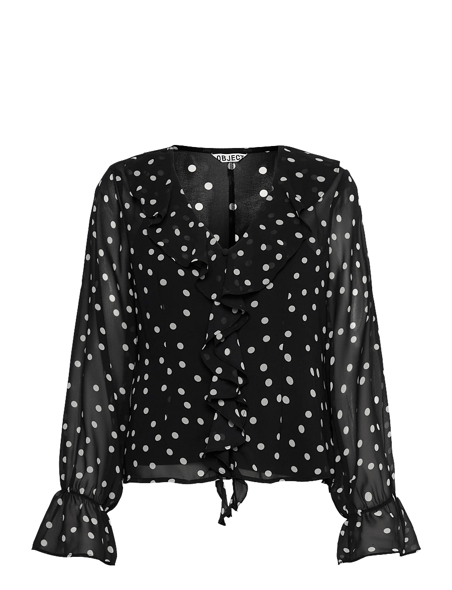 Object - OBJGINA L/S RE TOP E WI 25 - langärmelige blusen - black - 1