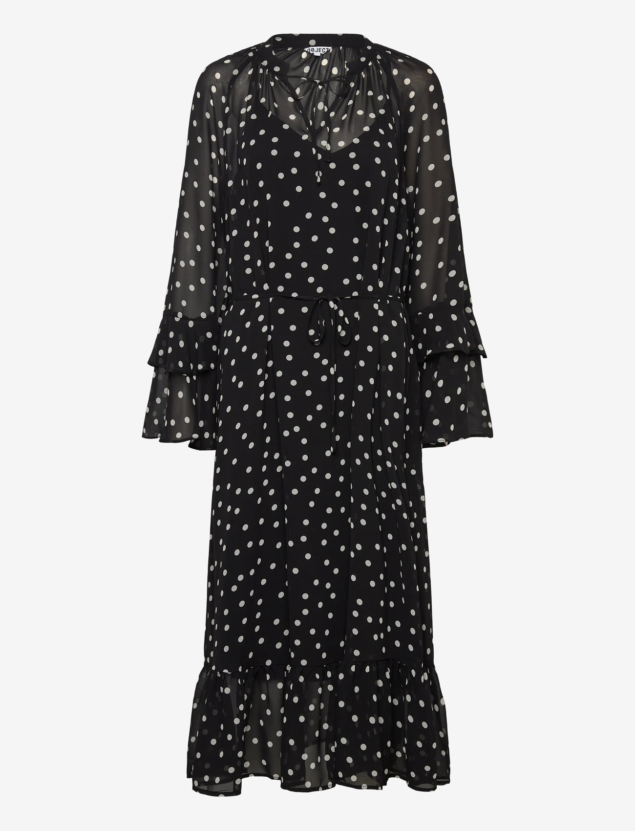 Object - OBJGINA L/S RE LONG DRESS E WI 25 - proginės suknelės - black - 0
